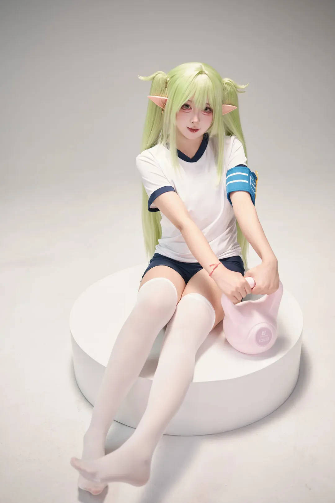 碧蓝档案, 橘望cos, 体操服cosplay, 白丝过膝袜, 二次元运动风 - 第1张
