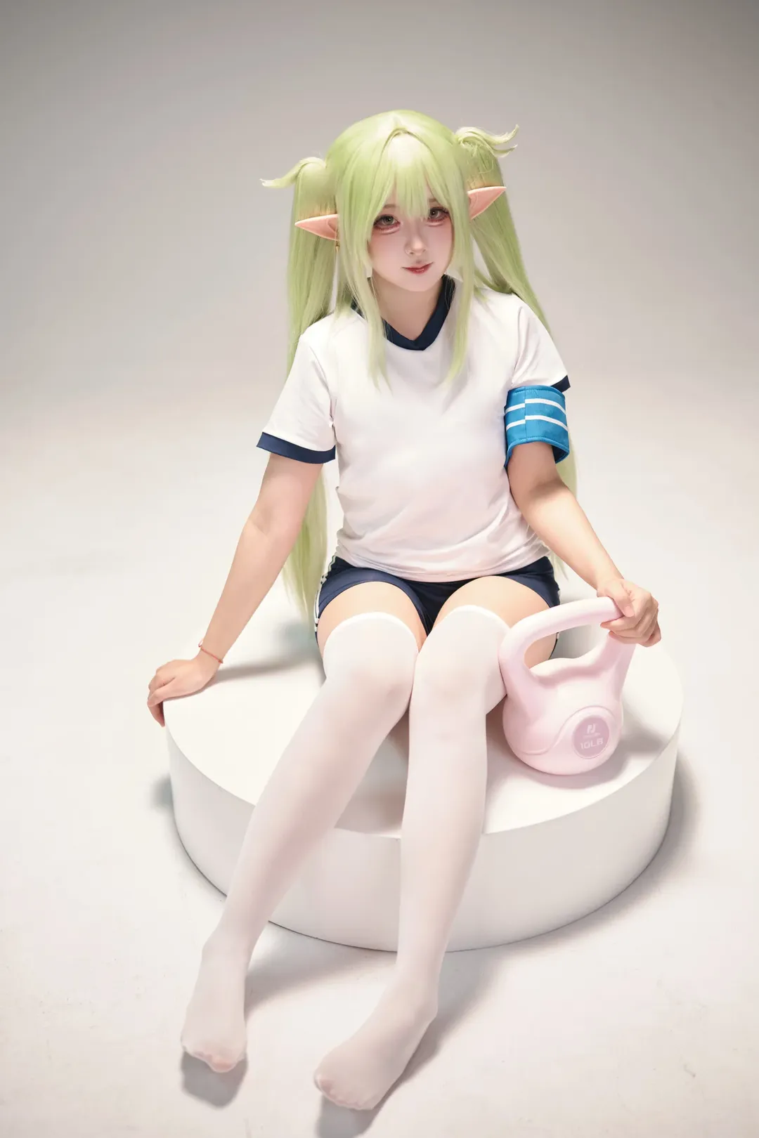 碧蓝档案, 橘望cos, 体操服cosplay, 白丝过膝袜, 二次元运动风 - 第2张