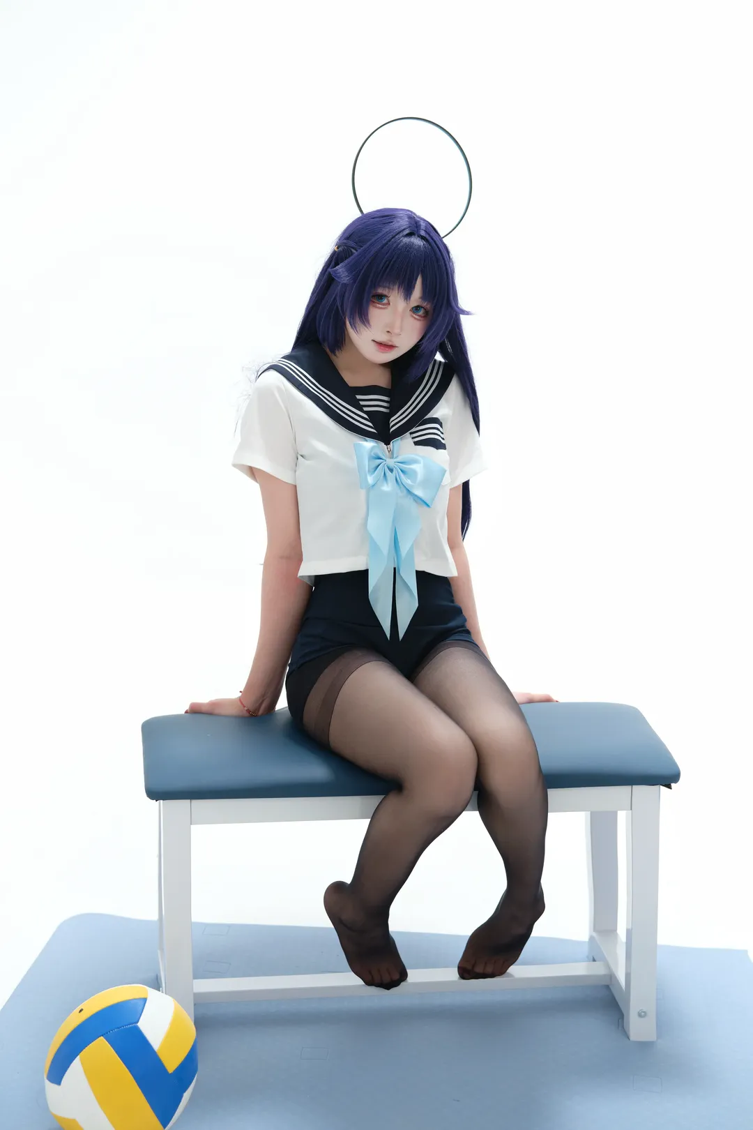 蔚蓝档案, 早濑优香cos, 水手服, 黑丝cos, 棚拍cosplay