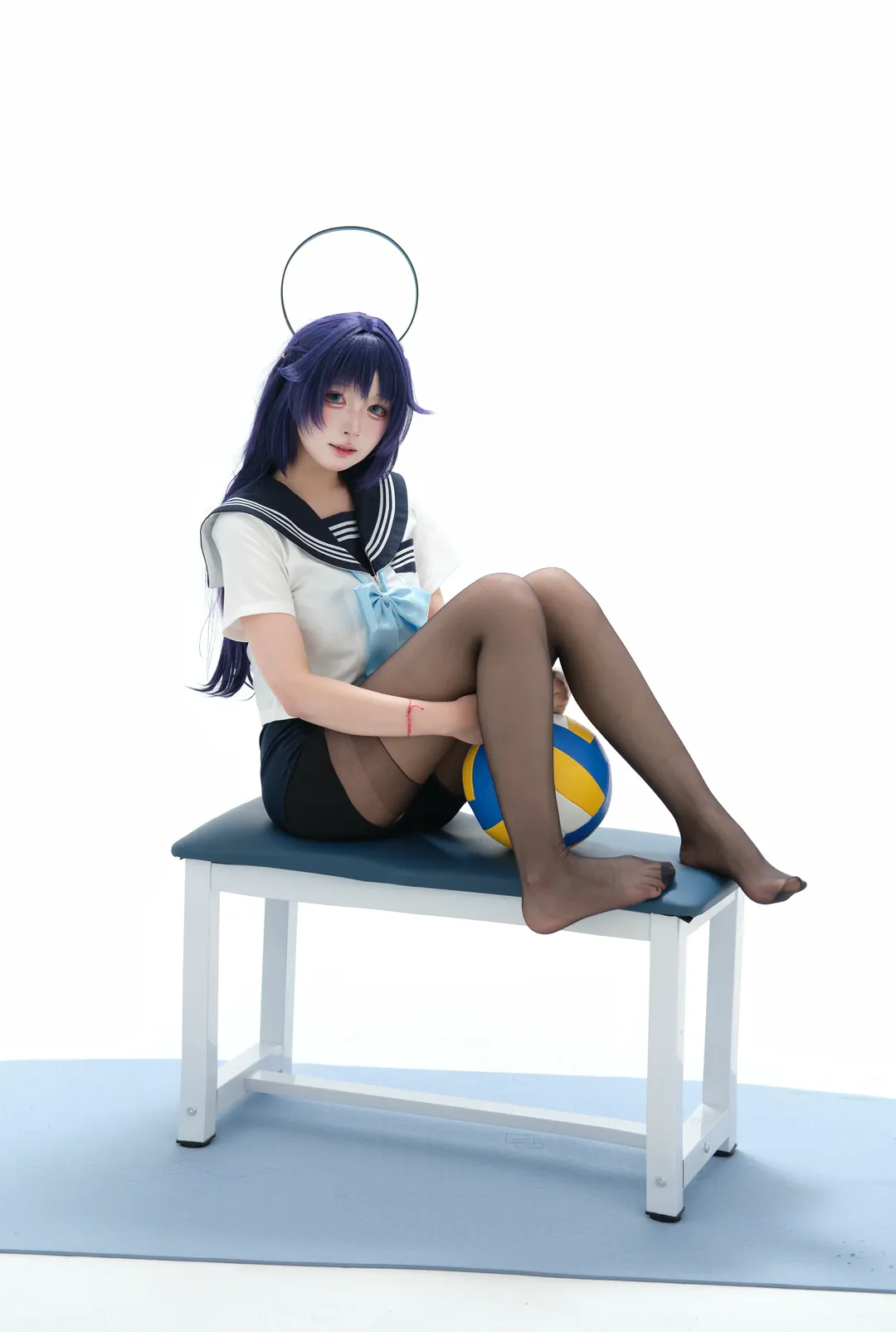 蔚蓝档案, 早濑优香cos, 水手服, 黑丝cos, 棚拍cosplay - 第3张