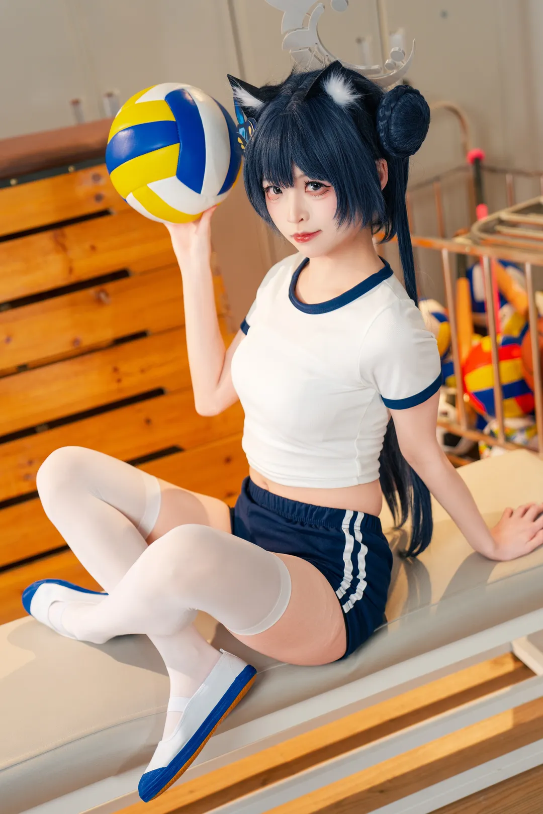 二次元摄影, 蔚蓝档案, 妃咲cos, 白丝, 体操服cosplay - 第2张