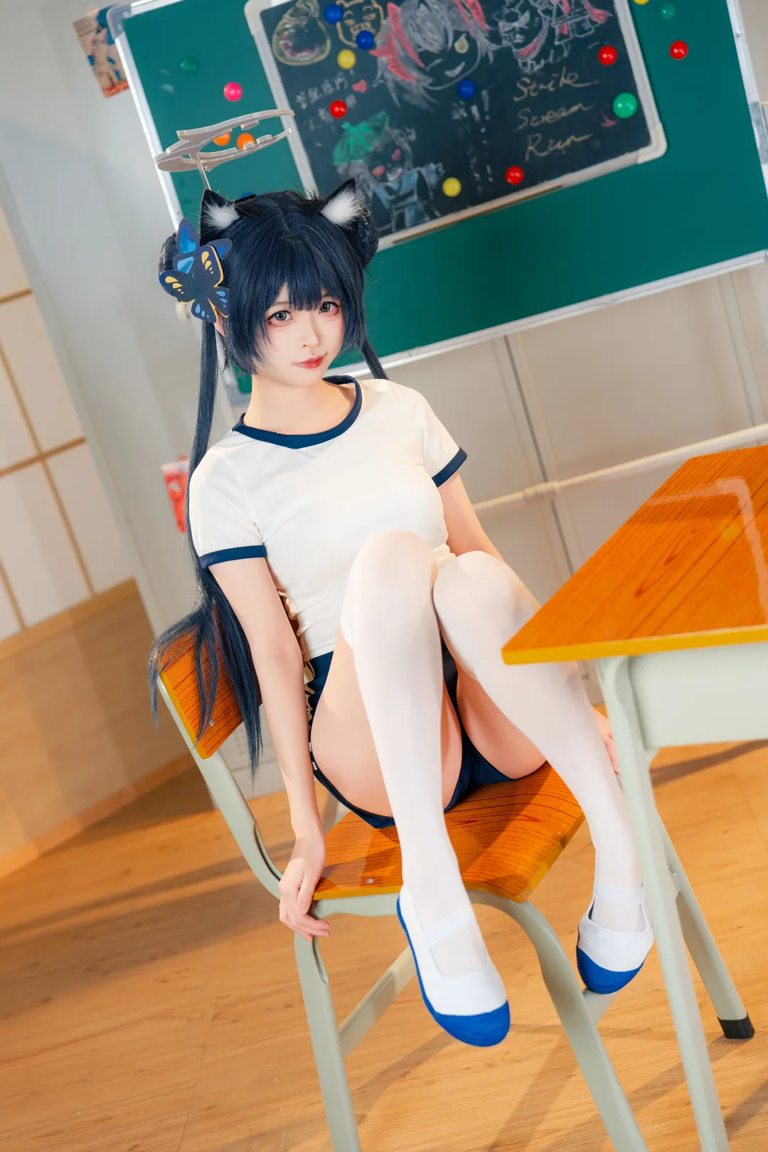 二次元摄影, 蔚蓝档案, 妃咲cos, 白丝, 体操服cosplay - 第3张