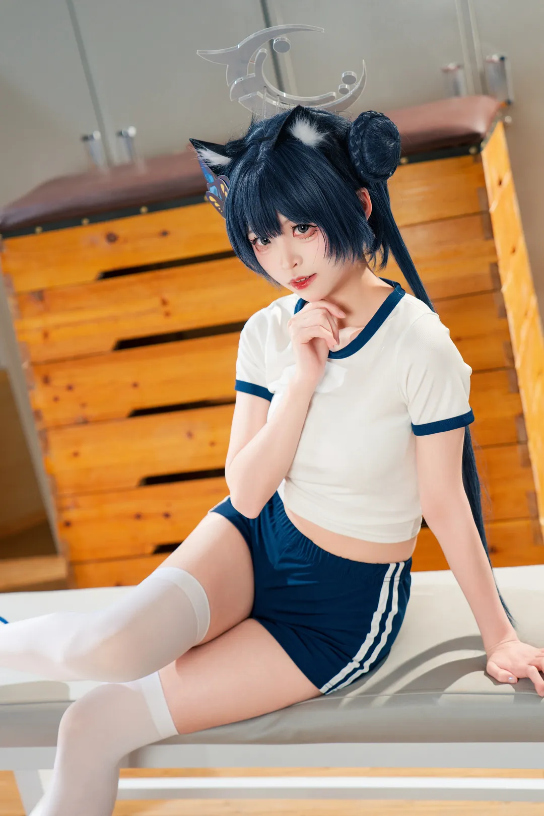 二次元摄影, 蔚蓝档案, 妃咲cos, 白丝, 体操服cosplay