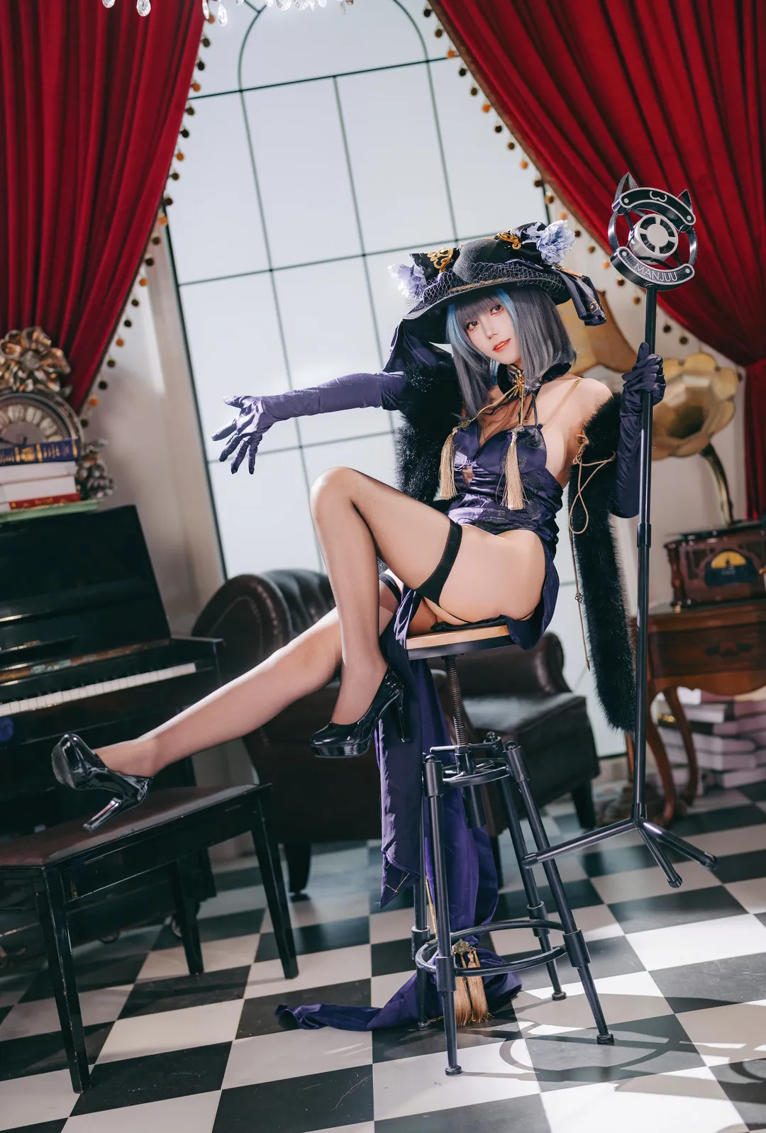 cosplay, Cheshire Cosplay, Azur Lane, Stocking outfit, Vintage portrait
