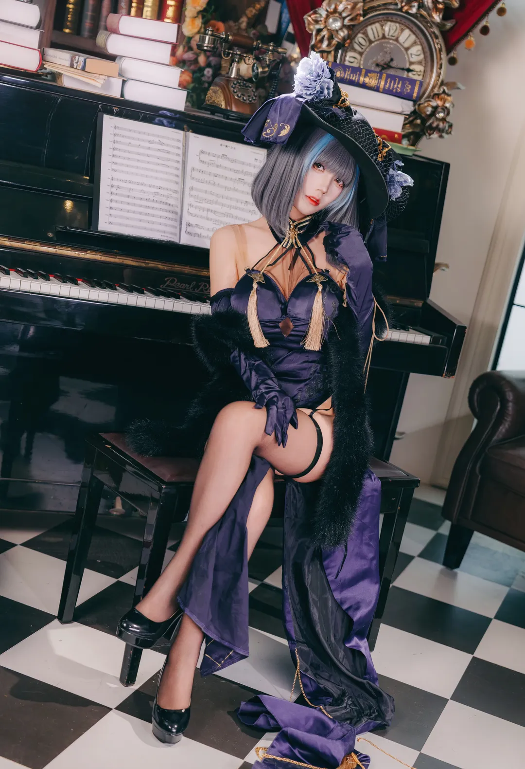 cosplay, 柴郡cos, 碧蓝航线, 丝袜穿搭, 复古写真 - 第4张