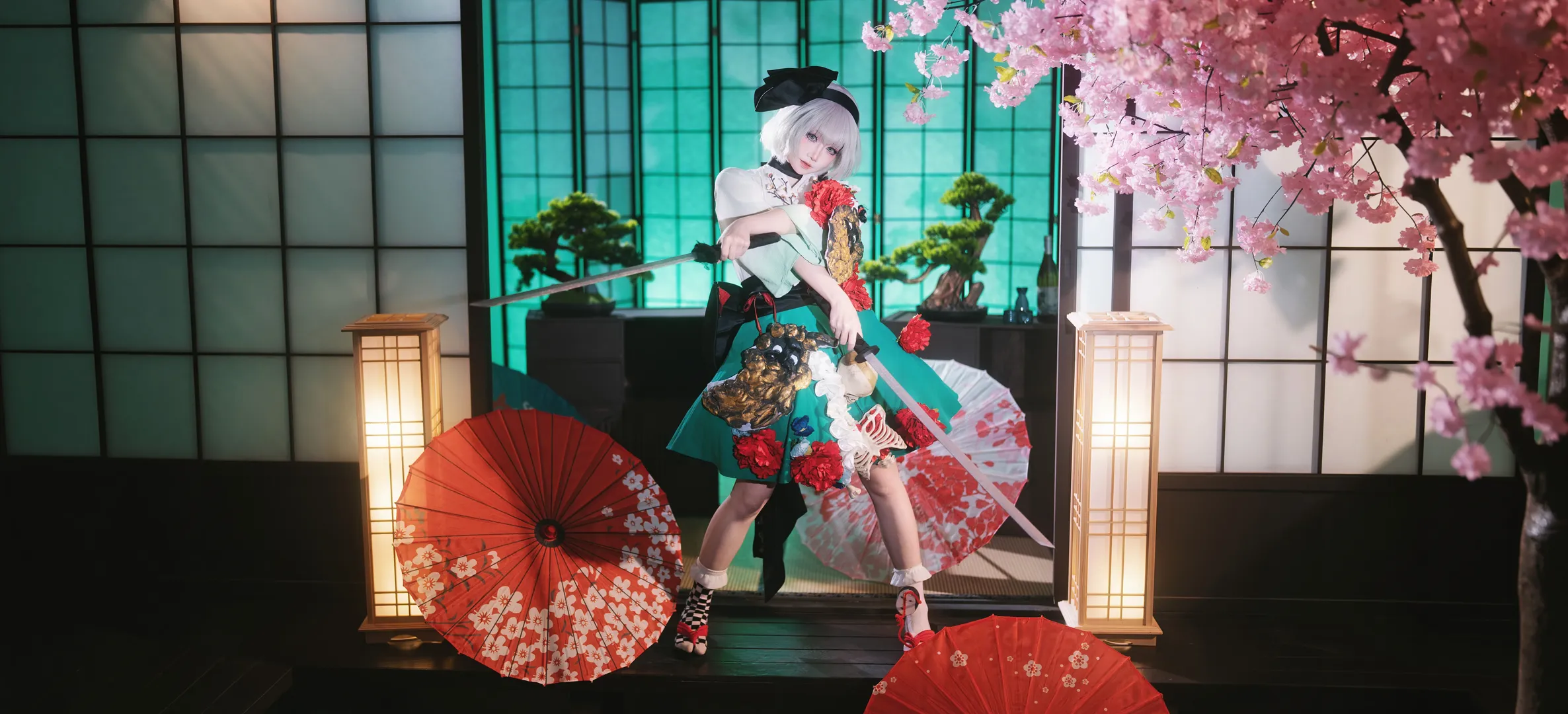 东方Project, 魂魄妖梦cos, 和风cosplay, 白丝cos, 摄影场记