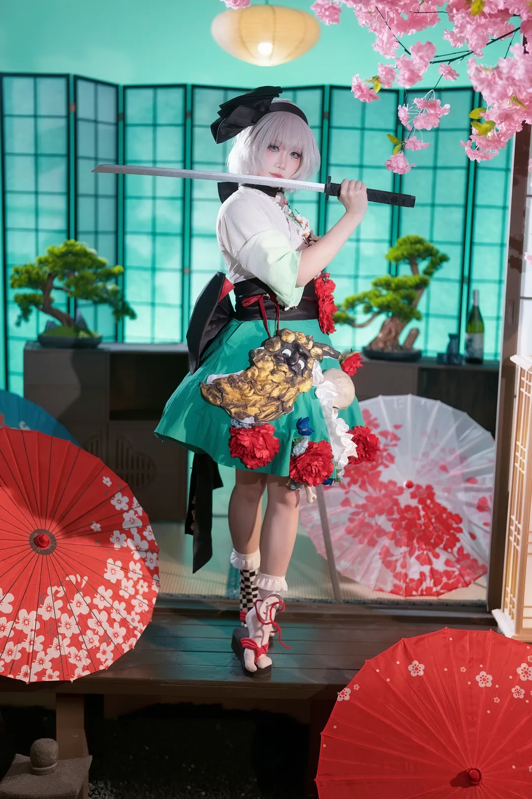 东方Project, 魂魄妖梦cos, 和风cosplay, 白丝cos, 摄影场记 - 第5张