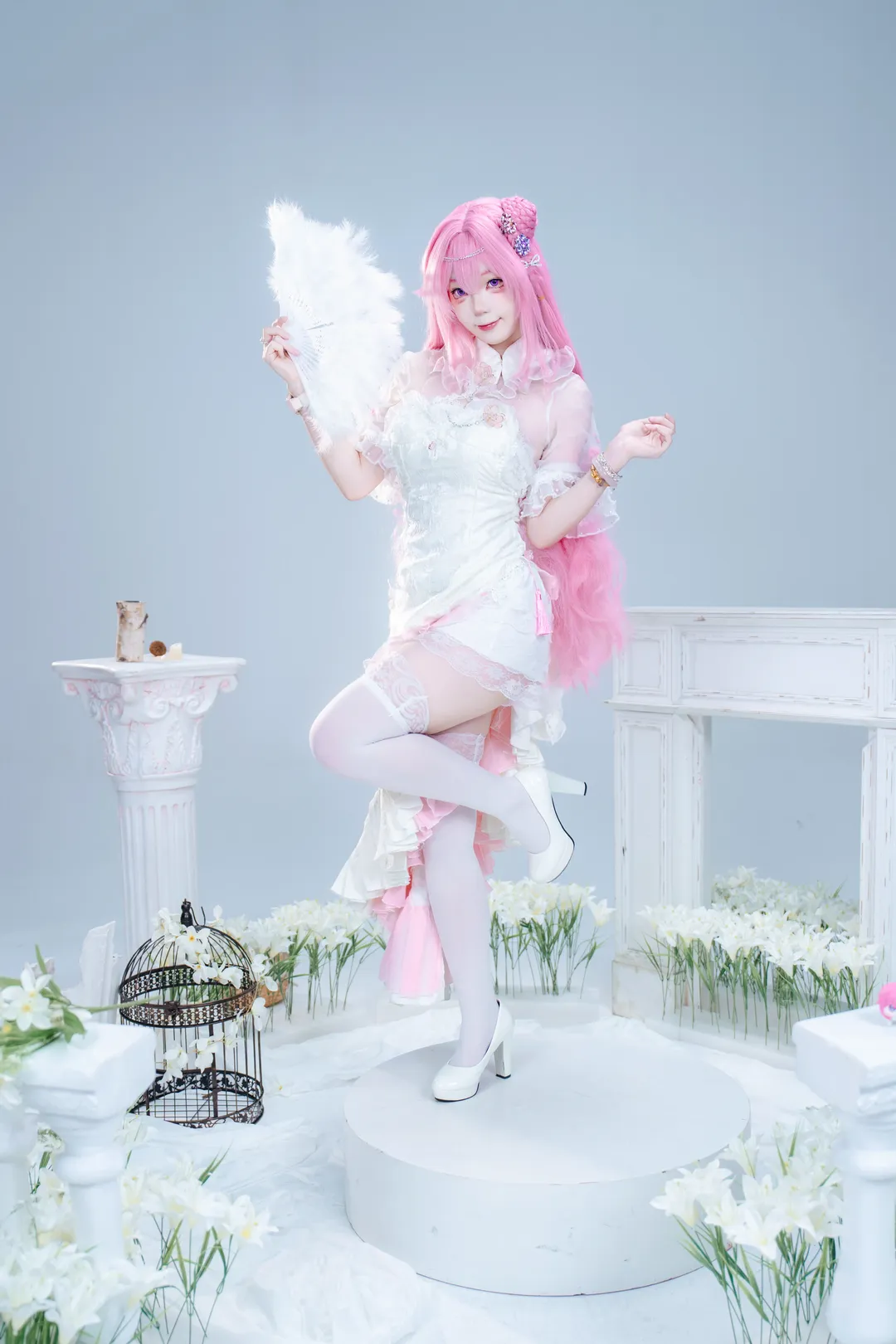 旗袍cosplay, 白棚摄影, 桃乐丝cos, Nikke, 白丝cos - 第3张