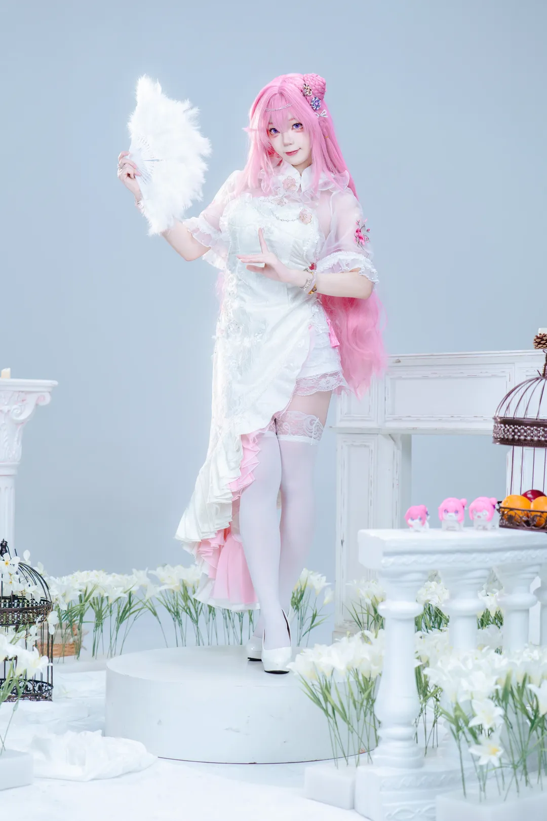 旗袍cosplay, 白棚摄影, 桃乐丝cos, Nikke, 白丝cos - 第4张