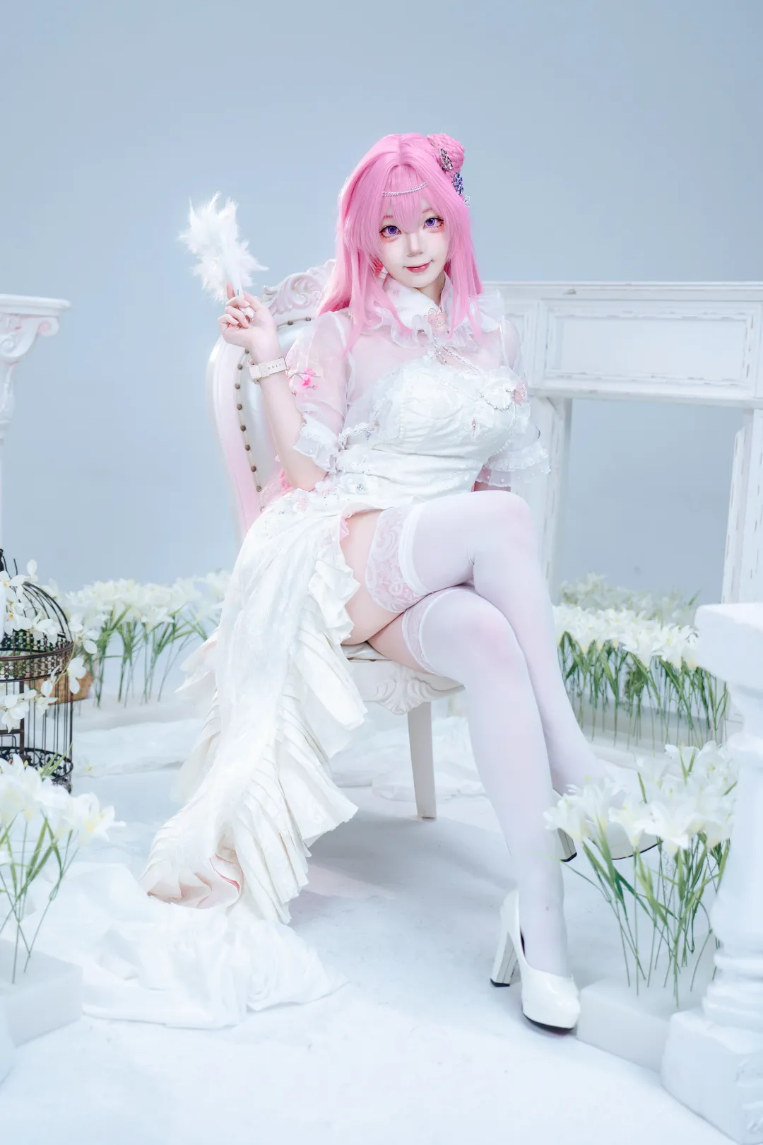 旗袍cosplay, 白棚摄影, 桃乐丝cos, Nikke, 白丝cos - 第5张