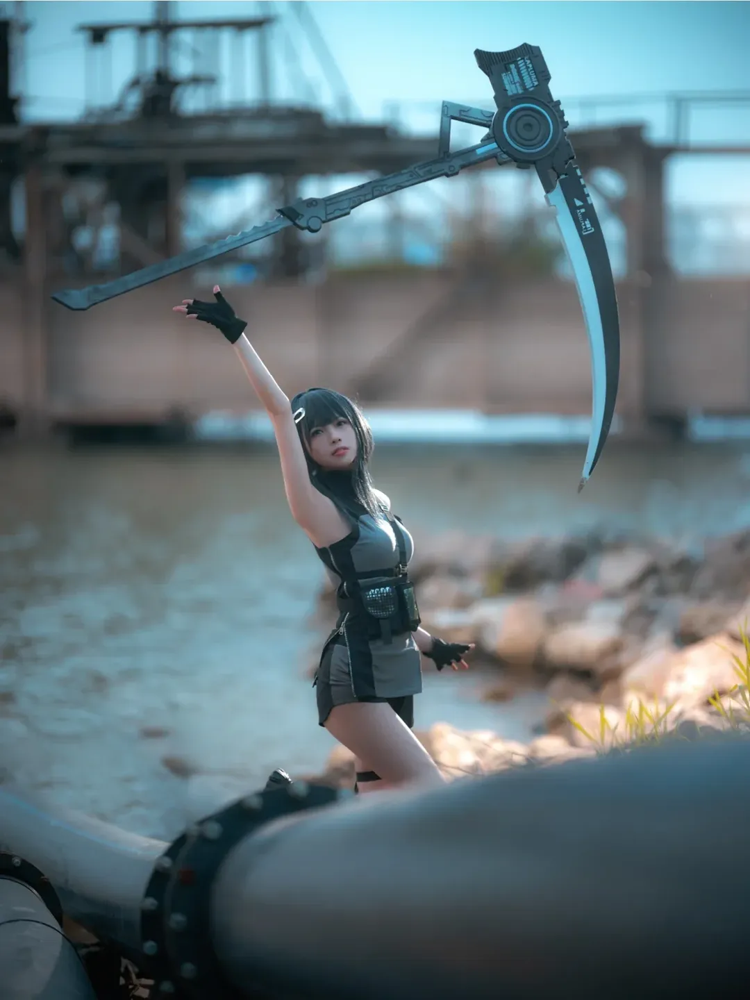 Cyberpunk, Arknights, Wasteland style, Mechanical scythe, Doctor cosplay