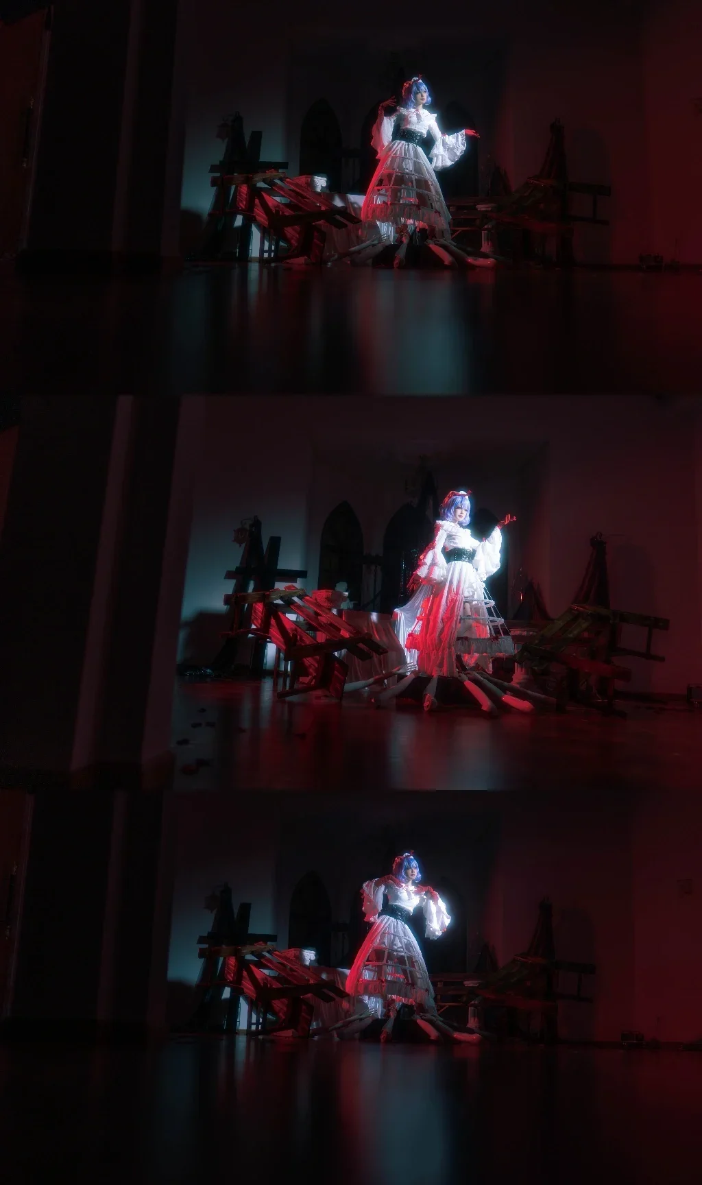 蕾米莉亚cos, 白丝, 暗黑哥特, 東方project, 红蓝光影 - 第1张