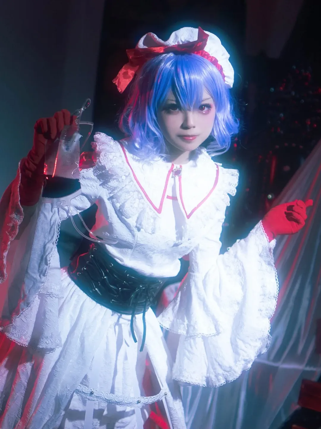 蕾米莉亚cos, 白丝, 暗黑哥特, 東方project, 红蓝光影 - 第3张