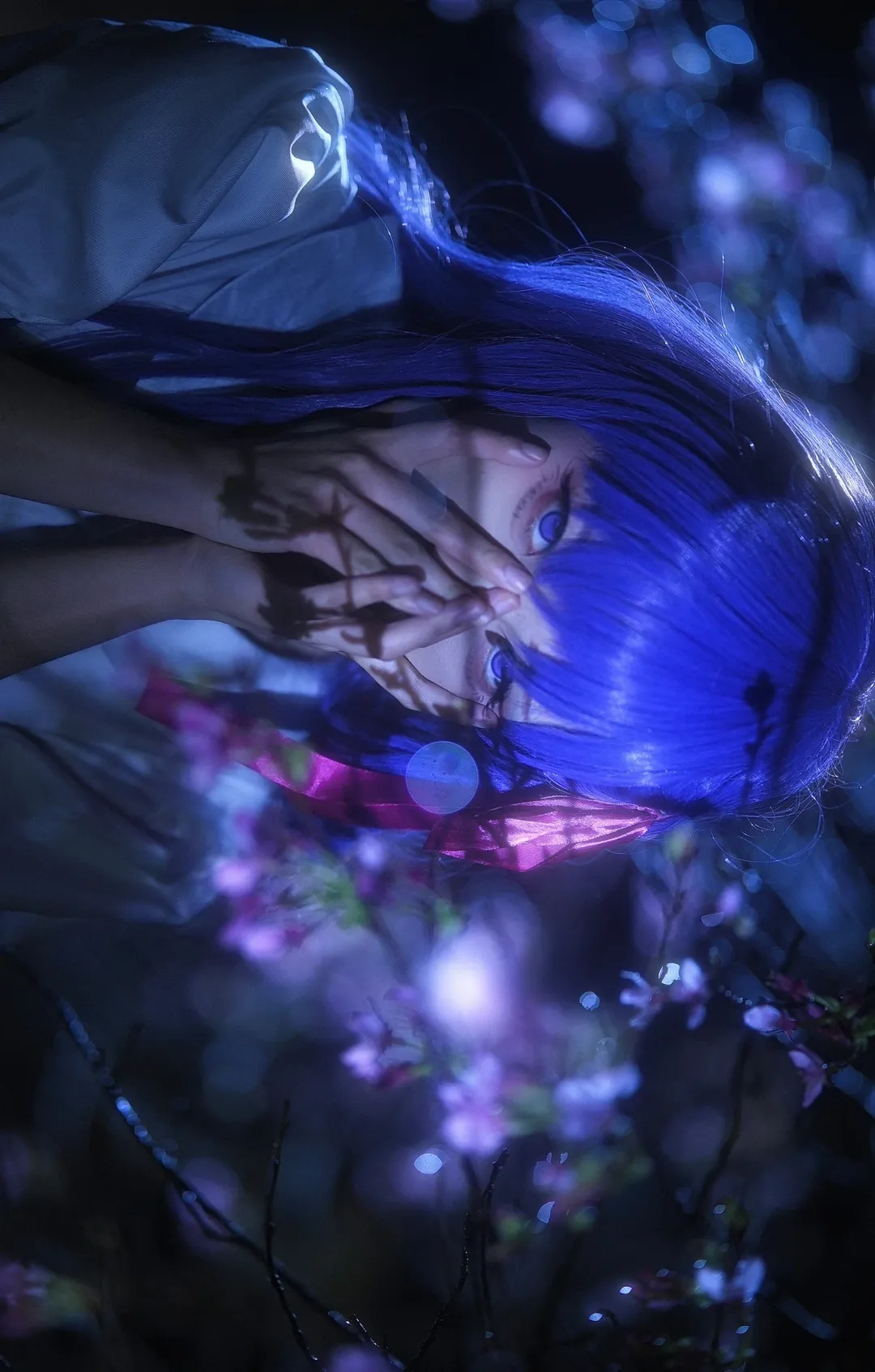 cosplay, Fate, 间桐樱cos, 夜景摄影, 蓝紫发 - 第1张