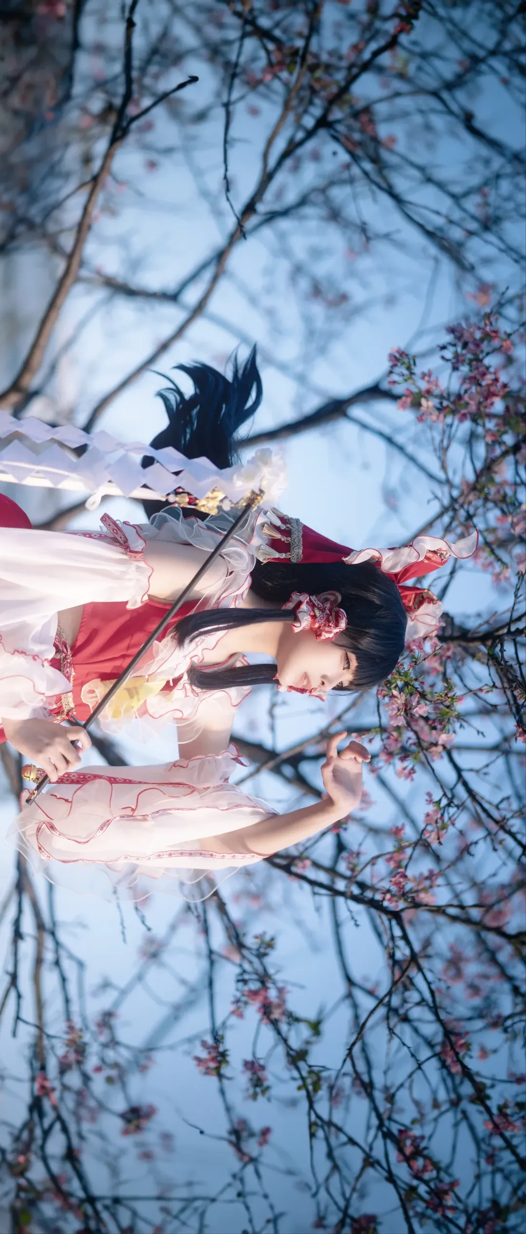 博丽灵梦cos, 东方project, 和风, 夜樱, 巫女服 - 第1张