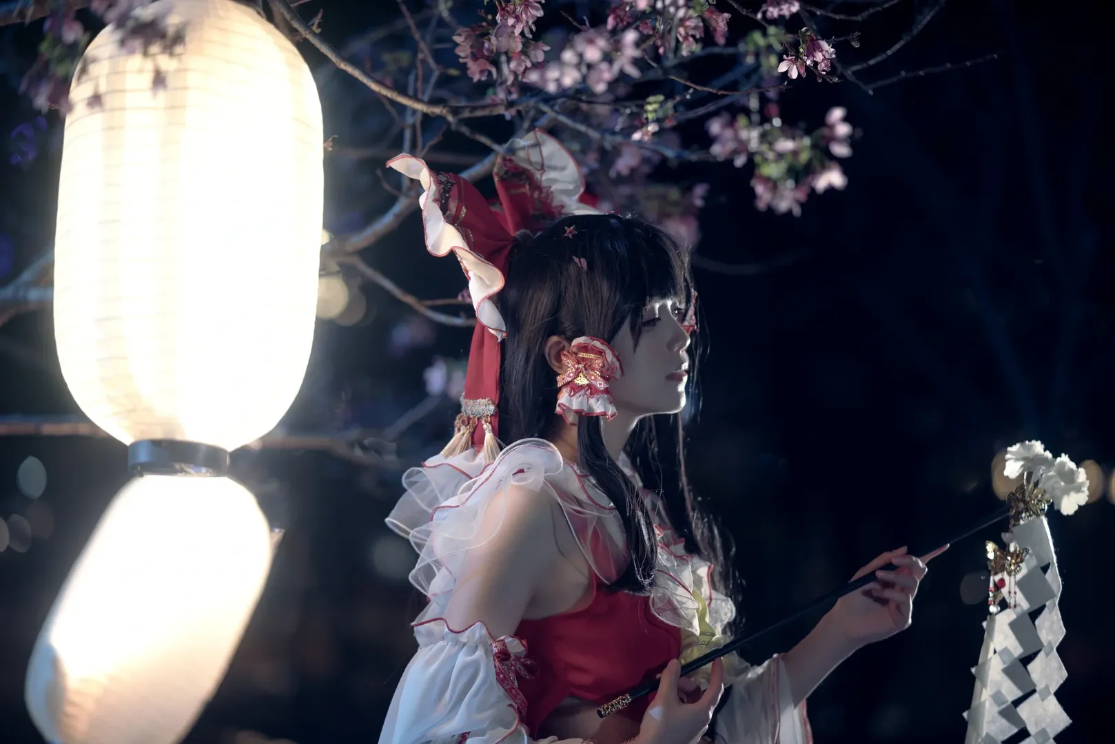 博丽灵梦cos, 东方project, 和风, 夜樱, 巫女服 - 第10张