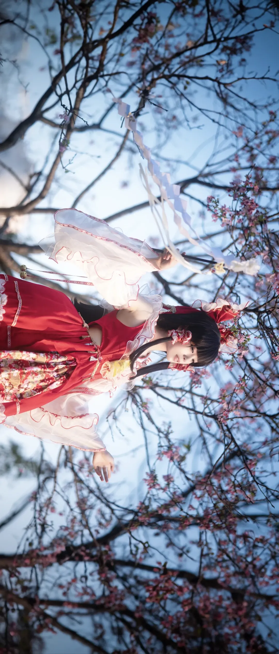 博丽灵梦cos, 东方project, 和风, 夜樱, 巫女服 - 第3张
