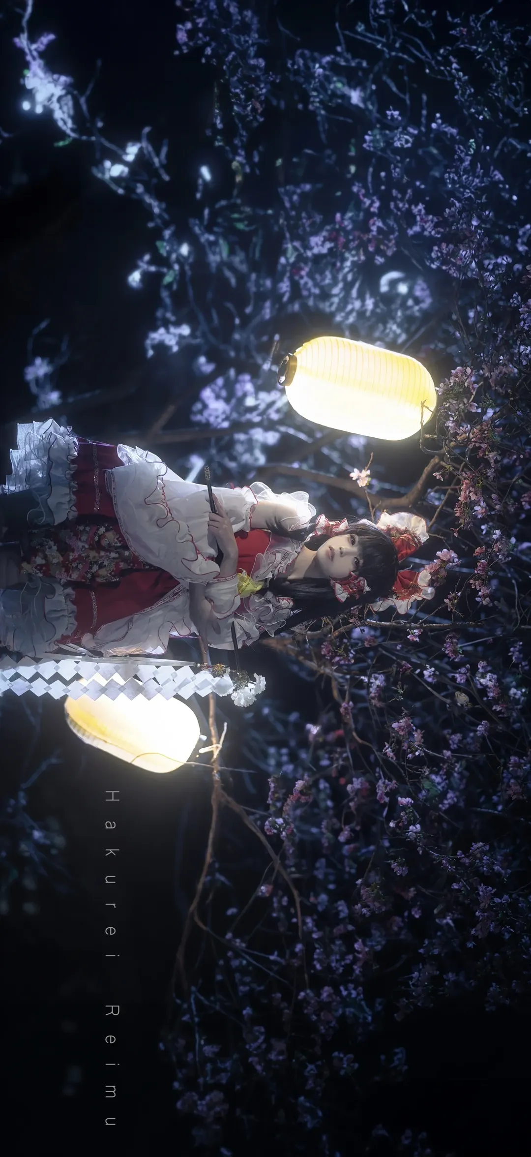 博丽灵梦cos, 东方project, 和风, 夜樱, 巫女服 - 第4张