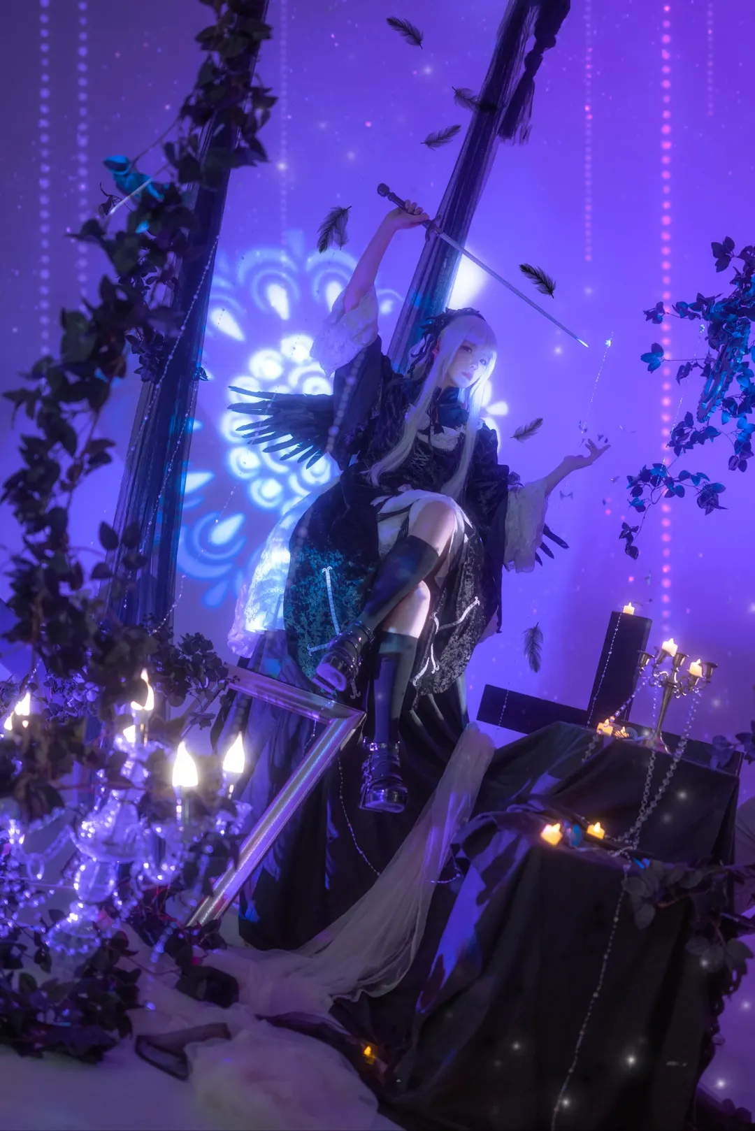 cosplay摄影, 蔷薇少女, 暗黑哥特风, 水银灯cos, 过膝袜cos