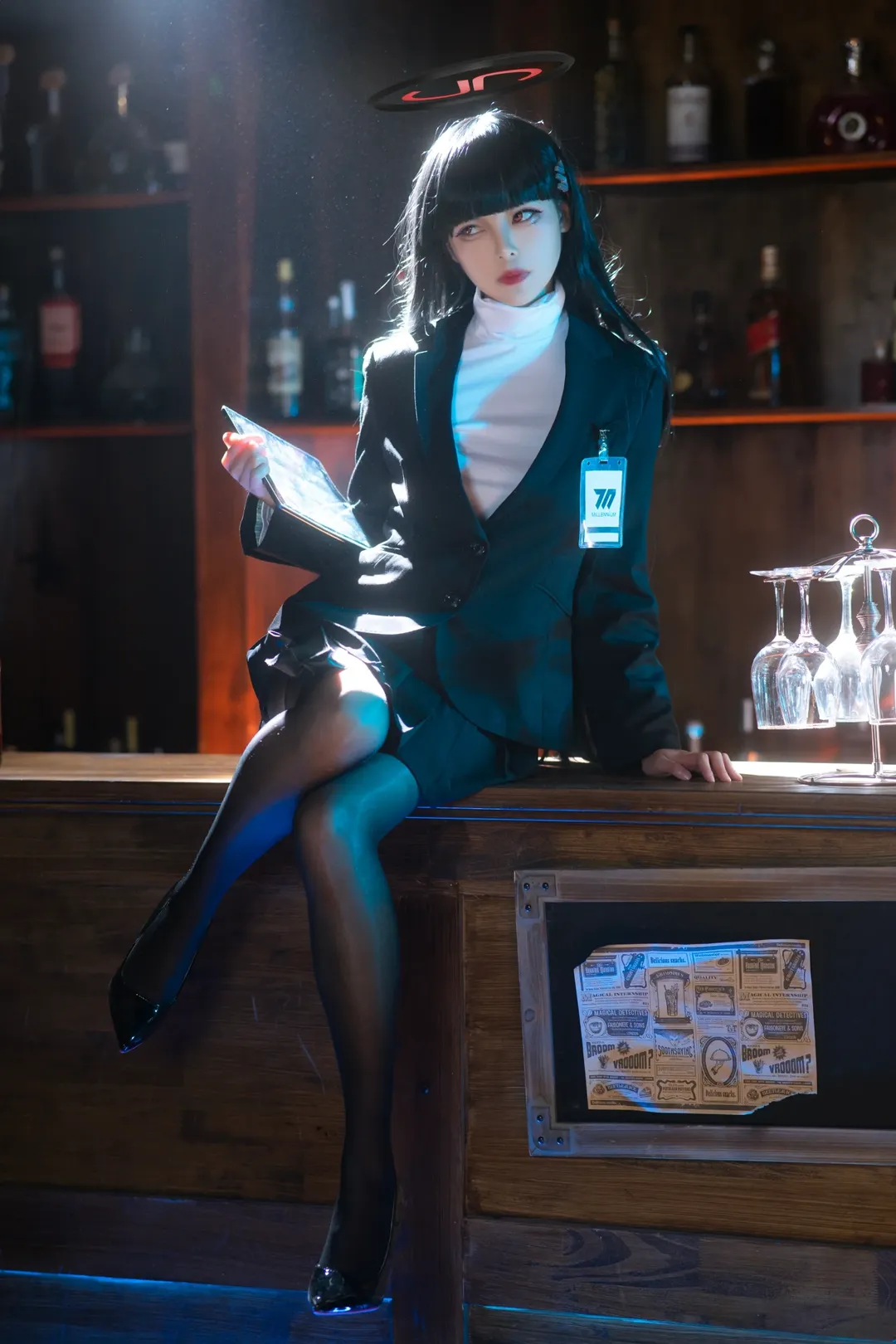 蔚藍檔案, 黑絲穿搭, 調月莉音cos, 西裝制服, 千禧年氛圍 - 第1張