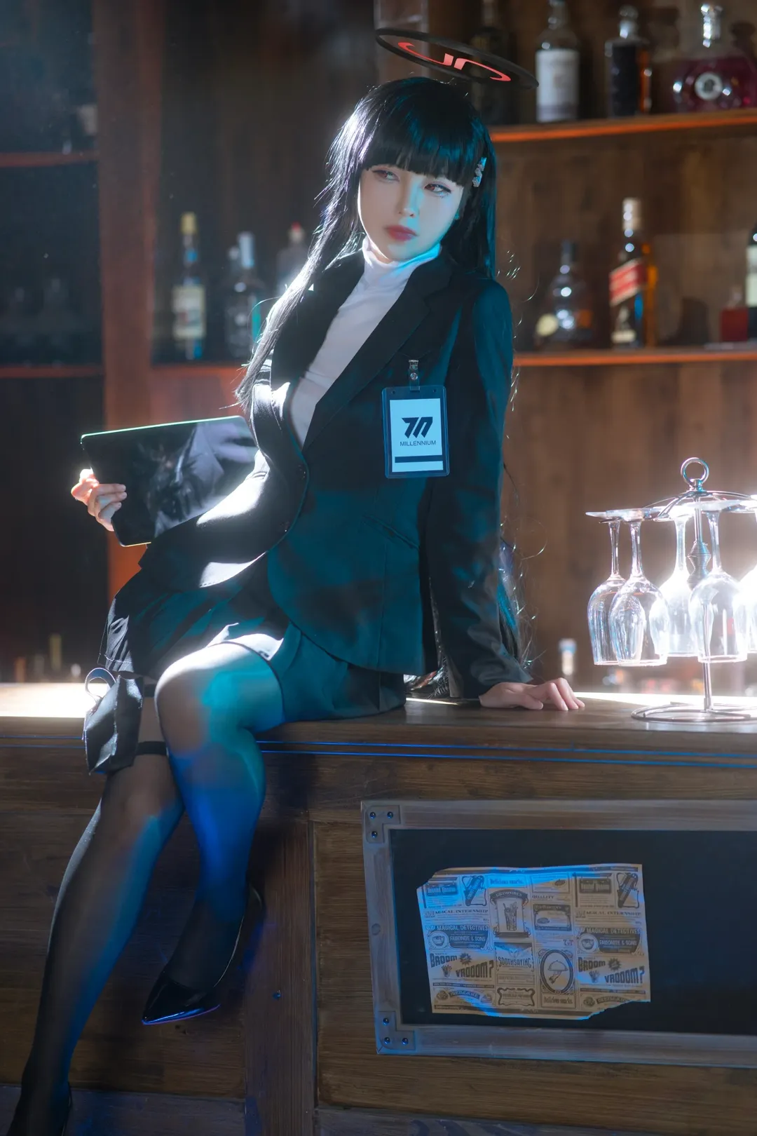 蔚藍檔案, 黑絲穿搭, 調月莉音cos, 西裝制服, 千禧年氛圍 - 第4張