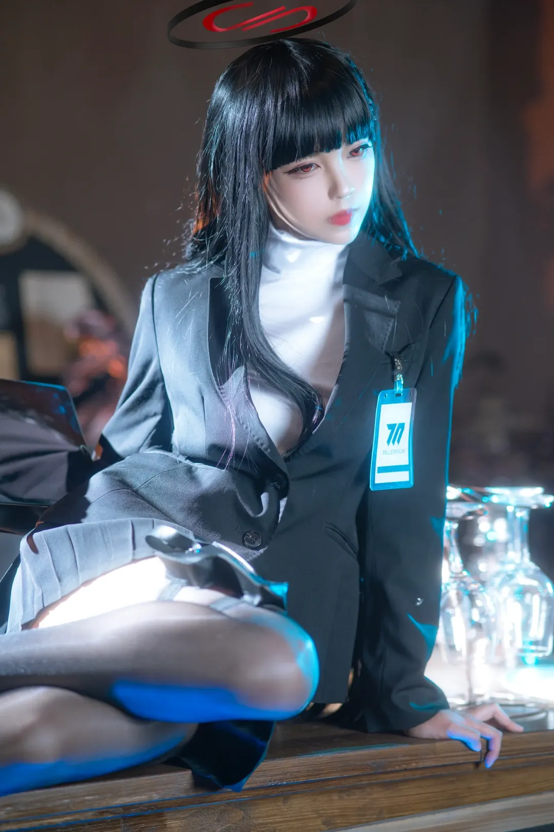 蔚藍檔案, 黑絲穿搭, 調月莉音cos, 西裝制服, 千禧年氛圍 - 第9張