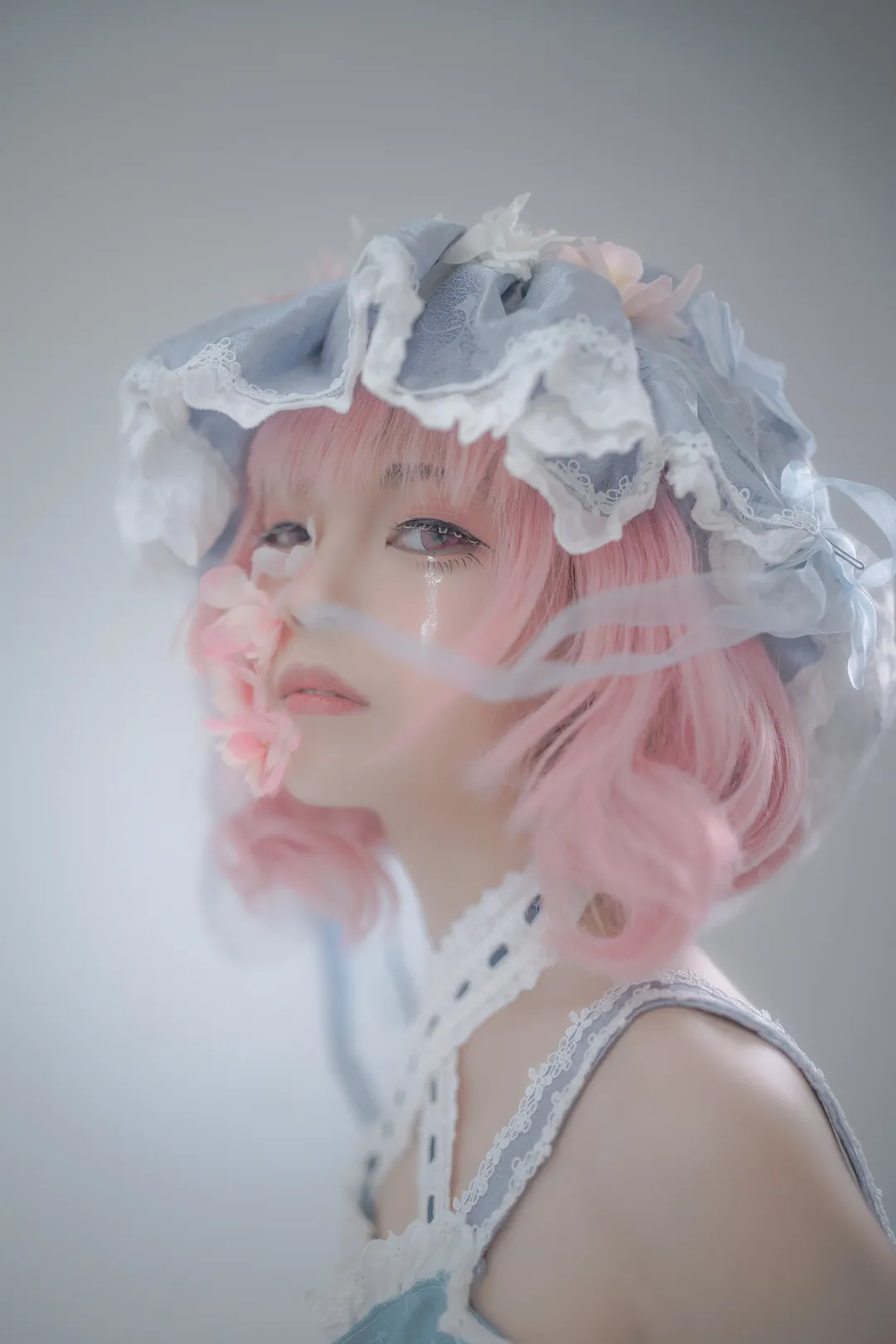 东方Project, 少女写真, 西行寺幽幽子cos, 复古洋装, 粉色头发