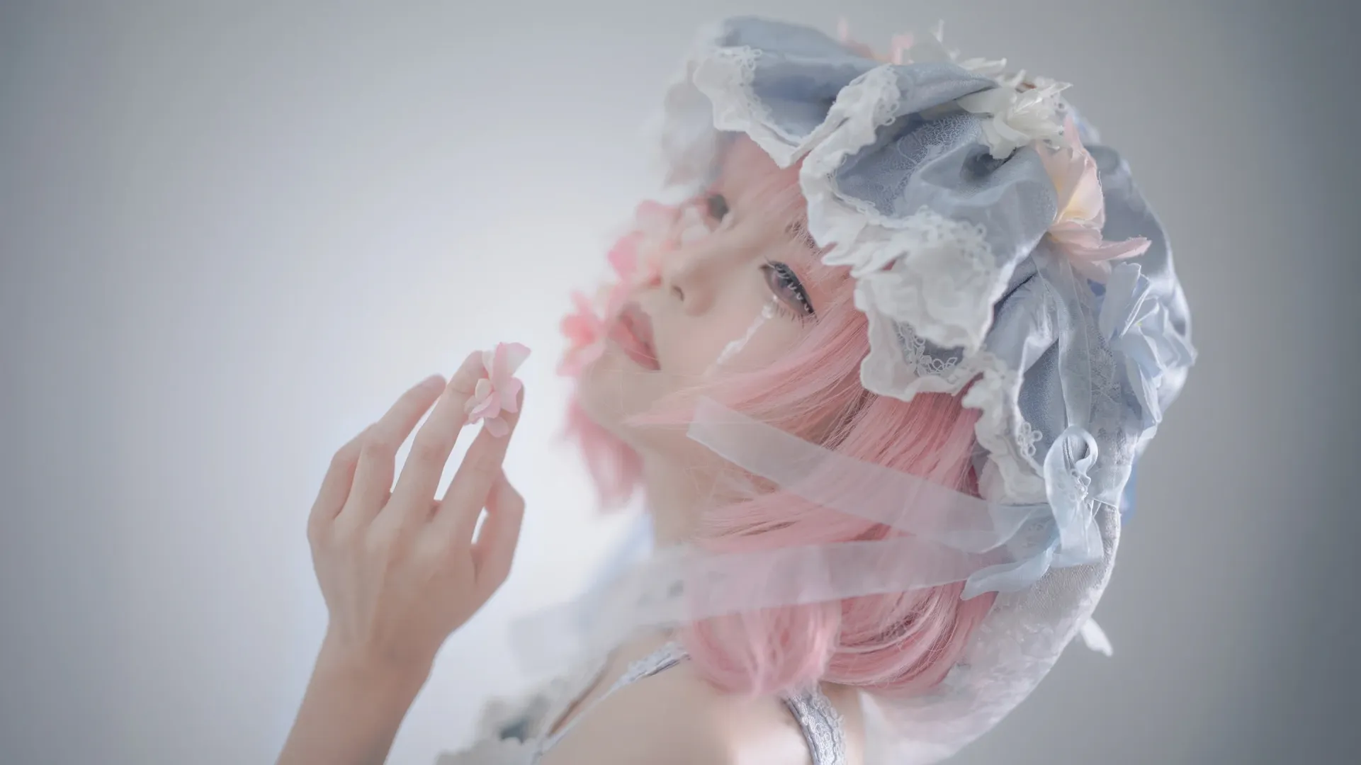 东方Project, 少女写真, 西行寺幽幽子cos, 复古洋装, 粉色头发 - 第3张