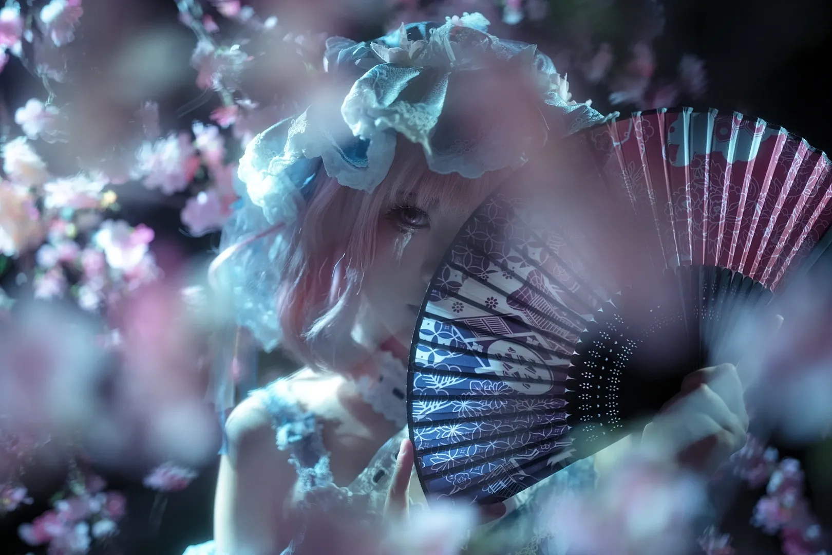 cosplay, 东方Project, 和风, 西行寺幽幽子cos, 夜樱