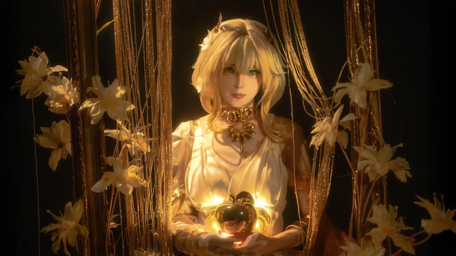 アグライア コスプレ, 崩壊：スターレイル, 雰囲気コス, メタルチョーカー, 光るリンゴの小道具 - 1枚目