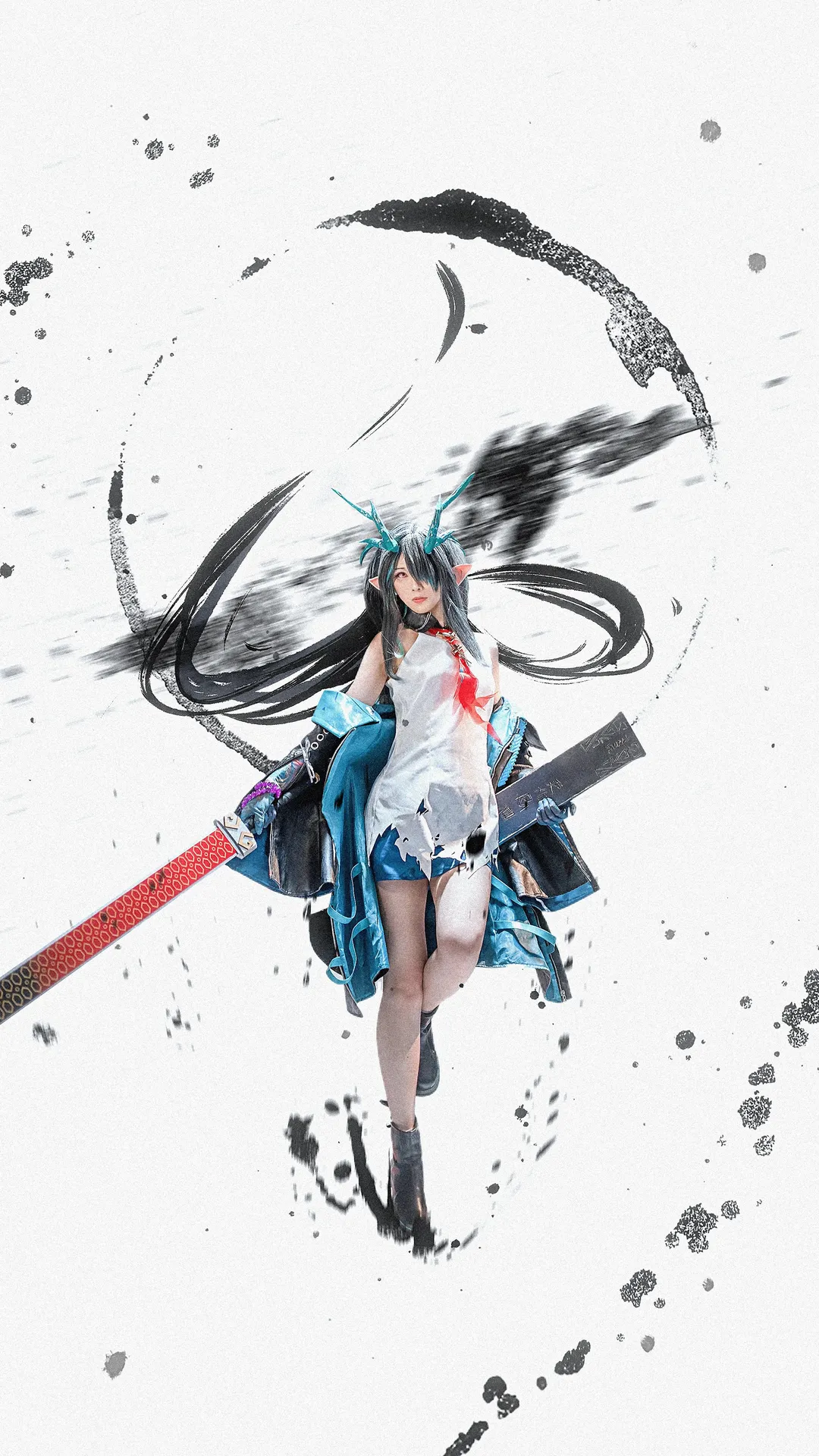 Cosplay摄影, 明日方舟, 夕cos, 水墨风, 刀剑