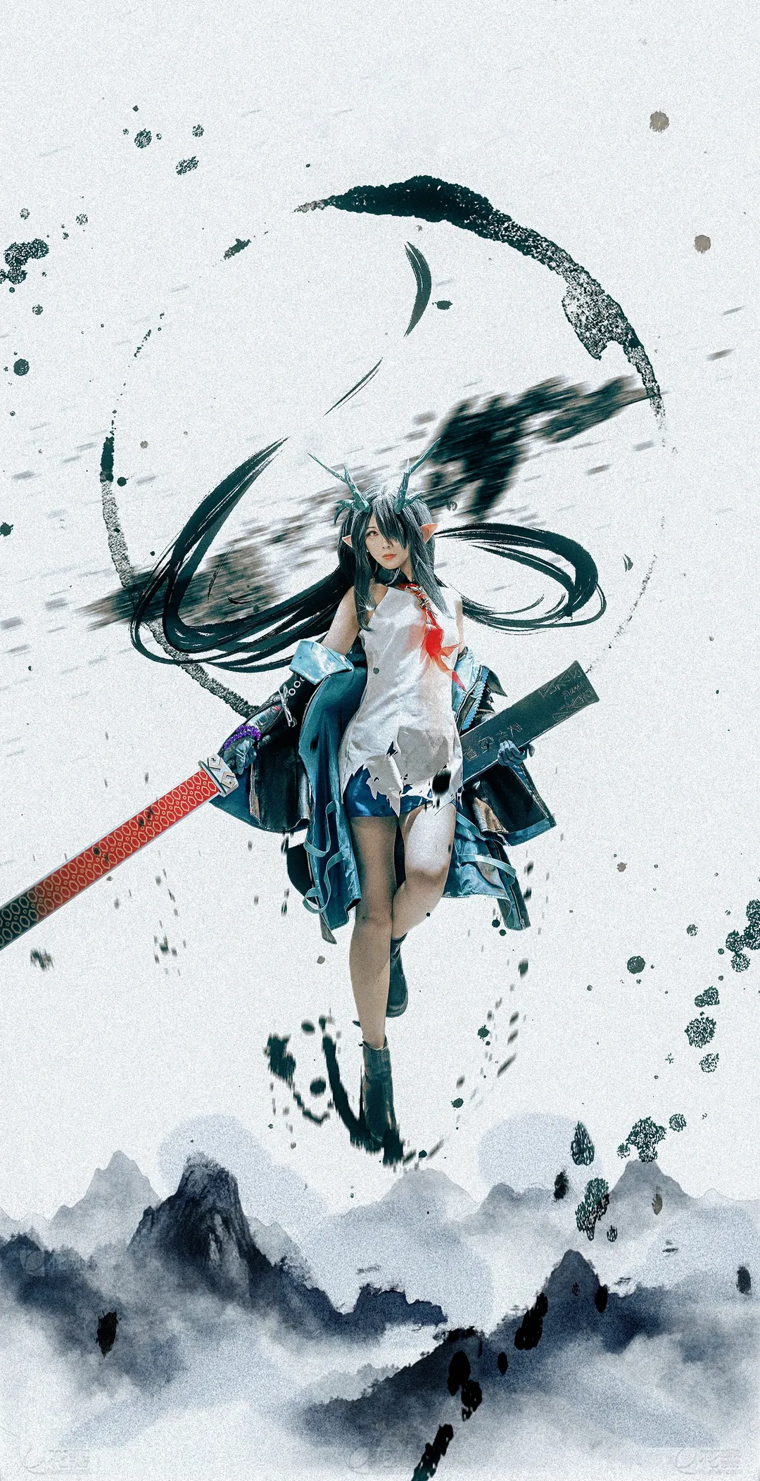 明日方舟, 黑丝, 二次元Coser, 夕cos, 水墨风摄影 - 第2张