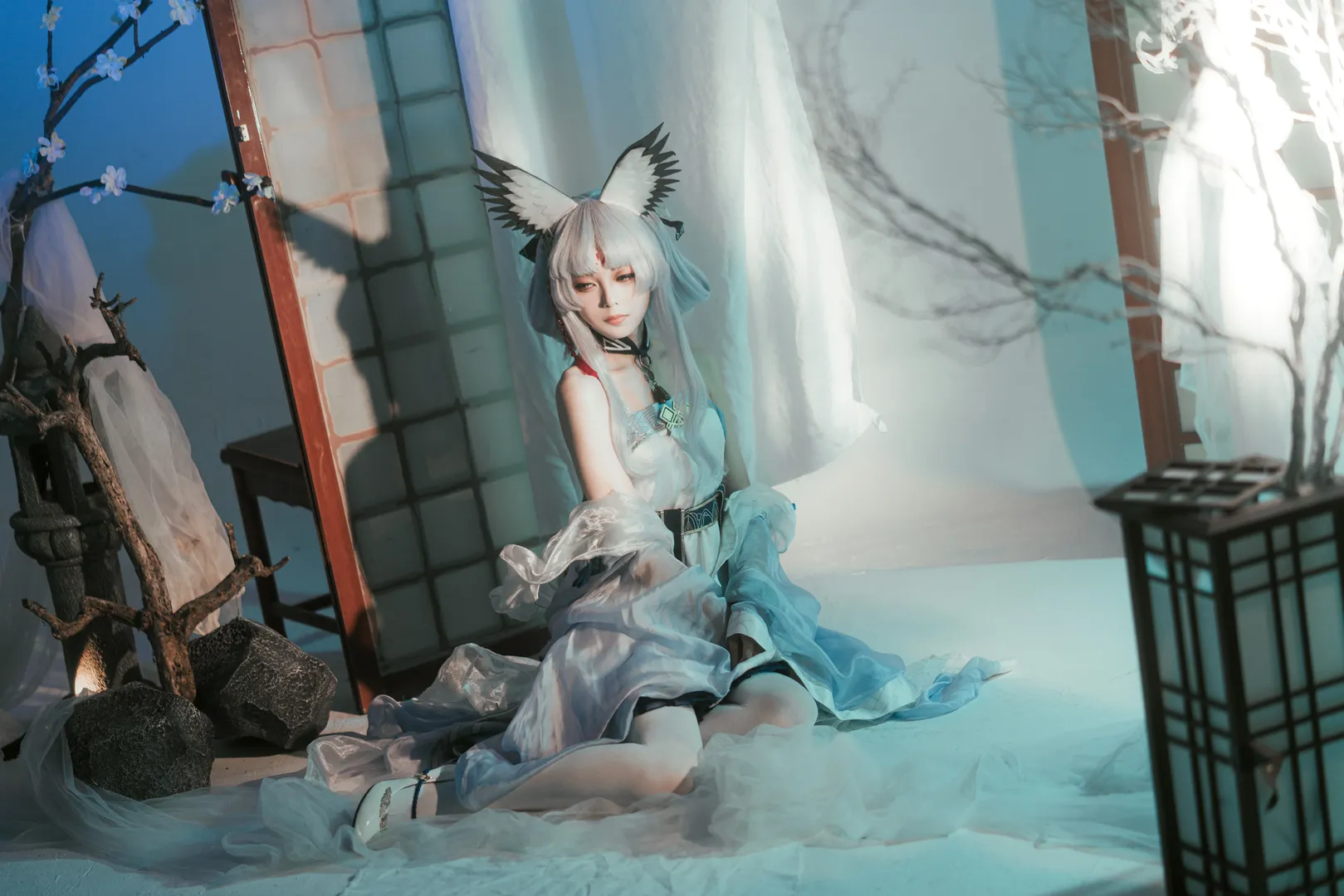 明日方舟, cosplay摄影, 白面鸮cos, 轻纱裙, 云间白鸟