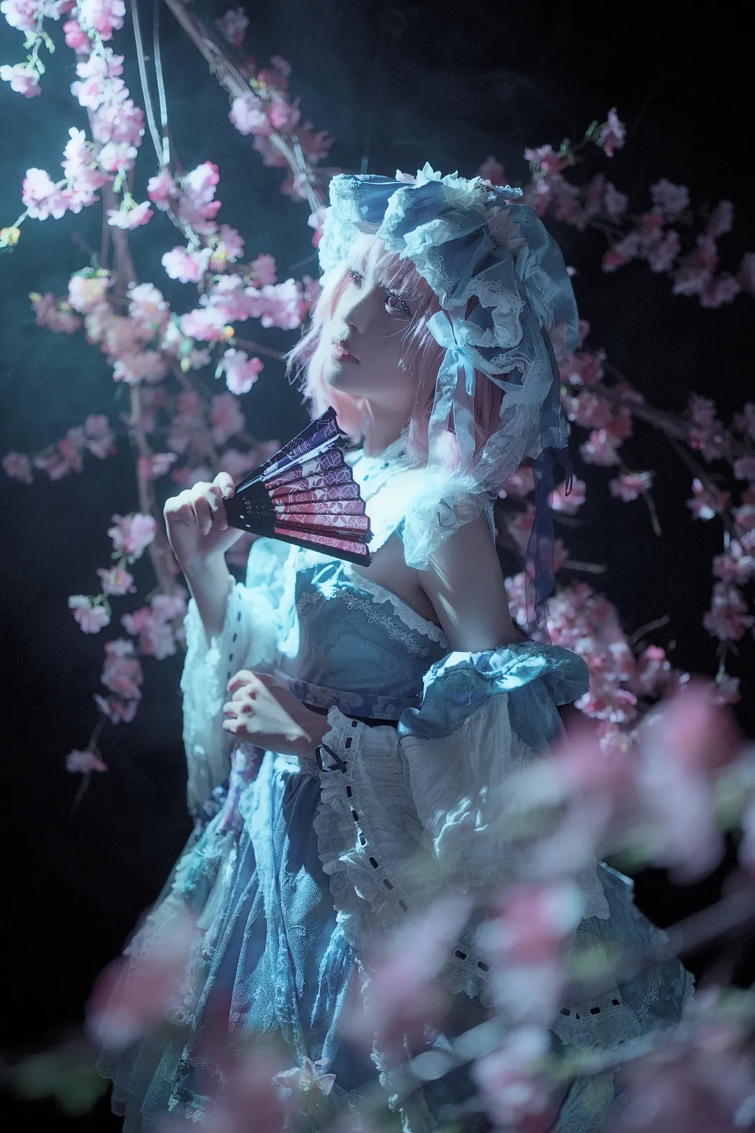 cosplay, 东方project, 西行寺幽幽子cos, 洛丽塔洋装, 粉色假发