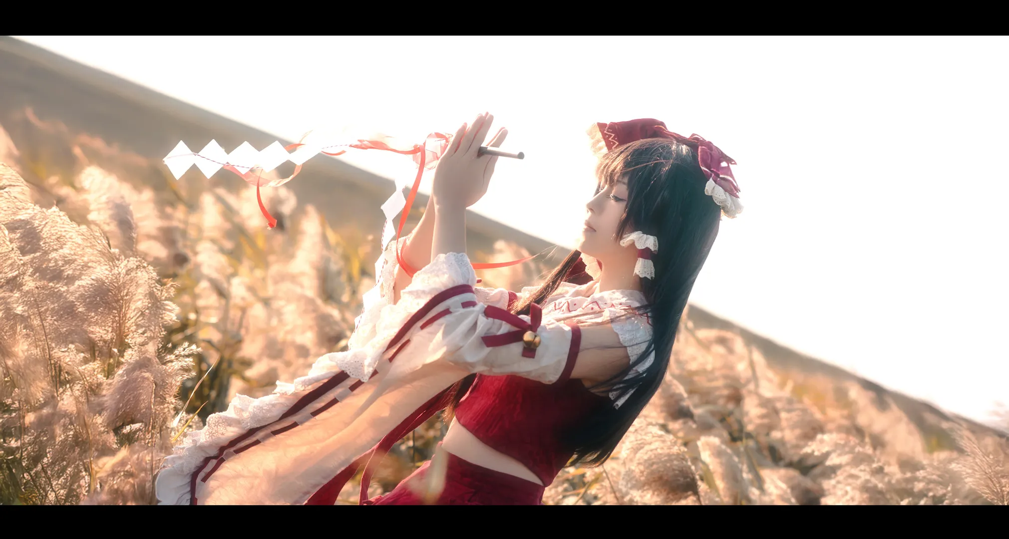 コスプレ, 博麗霊夢コスプレ, 東方Project, 逆光撮影, 二色蓮花蝶