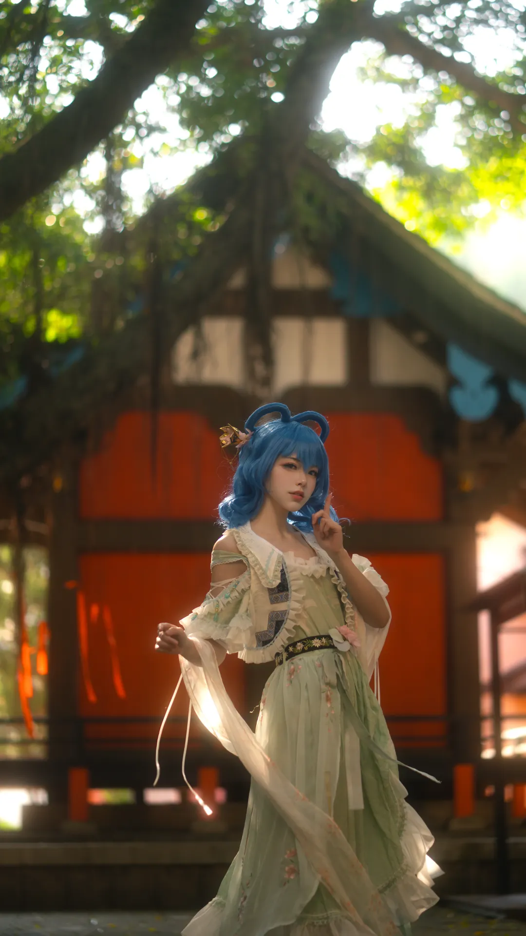東方project, 古風cosplay, 霍青娥cos, 藍髮假髮, 長裙飄帶 - 第2張