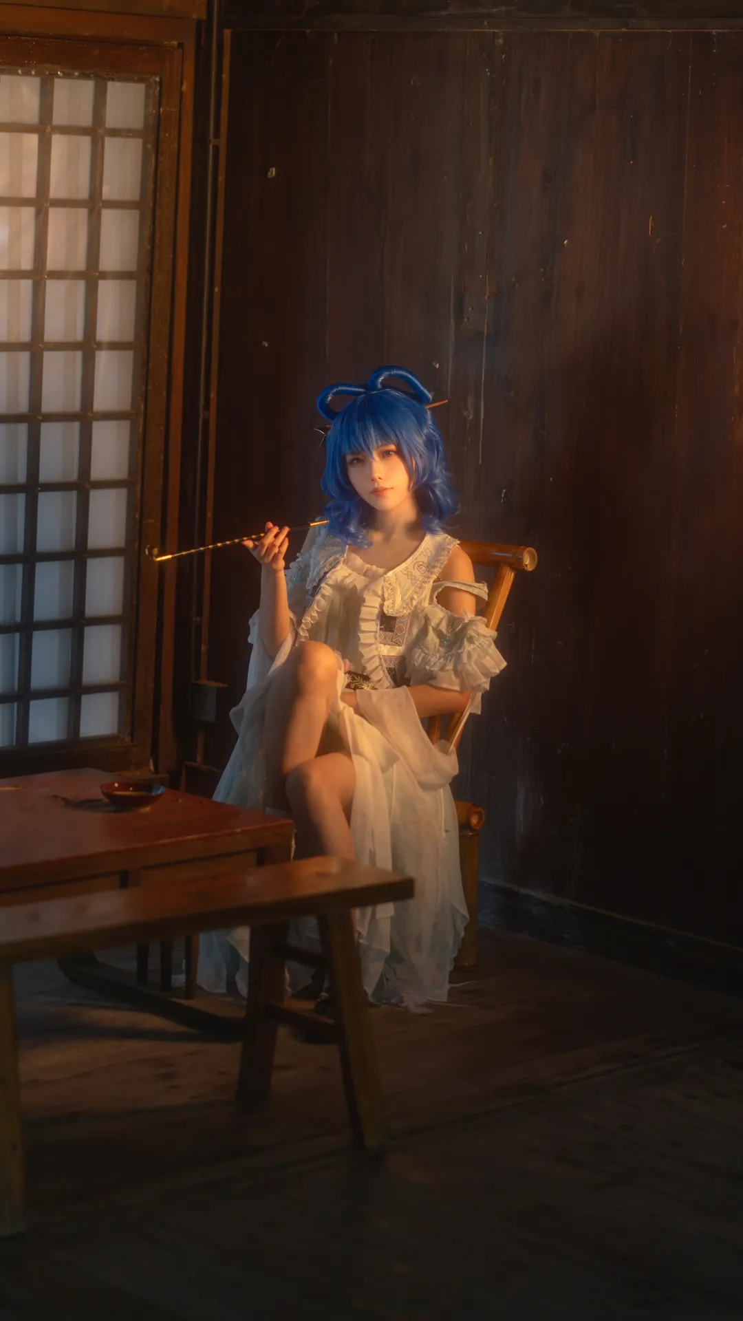 東方Project, 古風コスプレ, 霍青娥コスプレ, 茶館ポートレート, 肌色ストッキングコスプレ - 1枚目