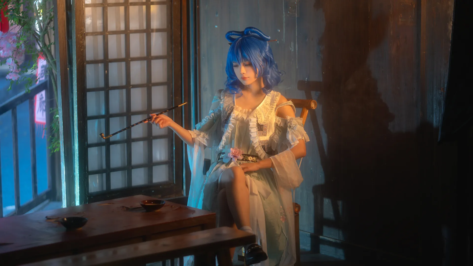 東方Project, 古風コスプレ, 霍青娥コスプレ, 茶館ポートレート, 肌色ストッキングコスプレ - 2枚目