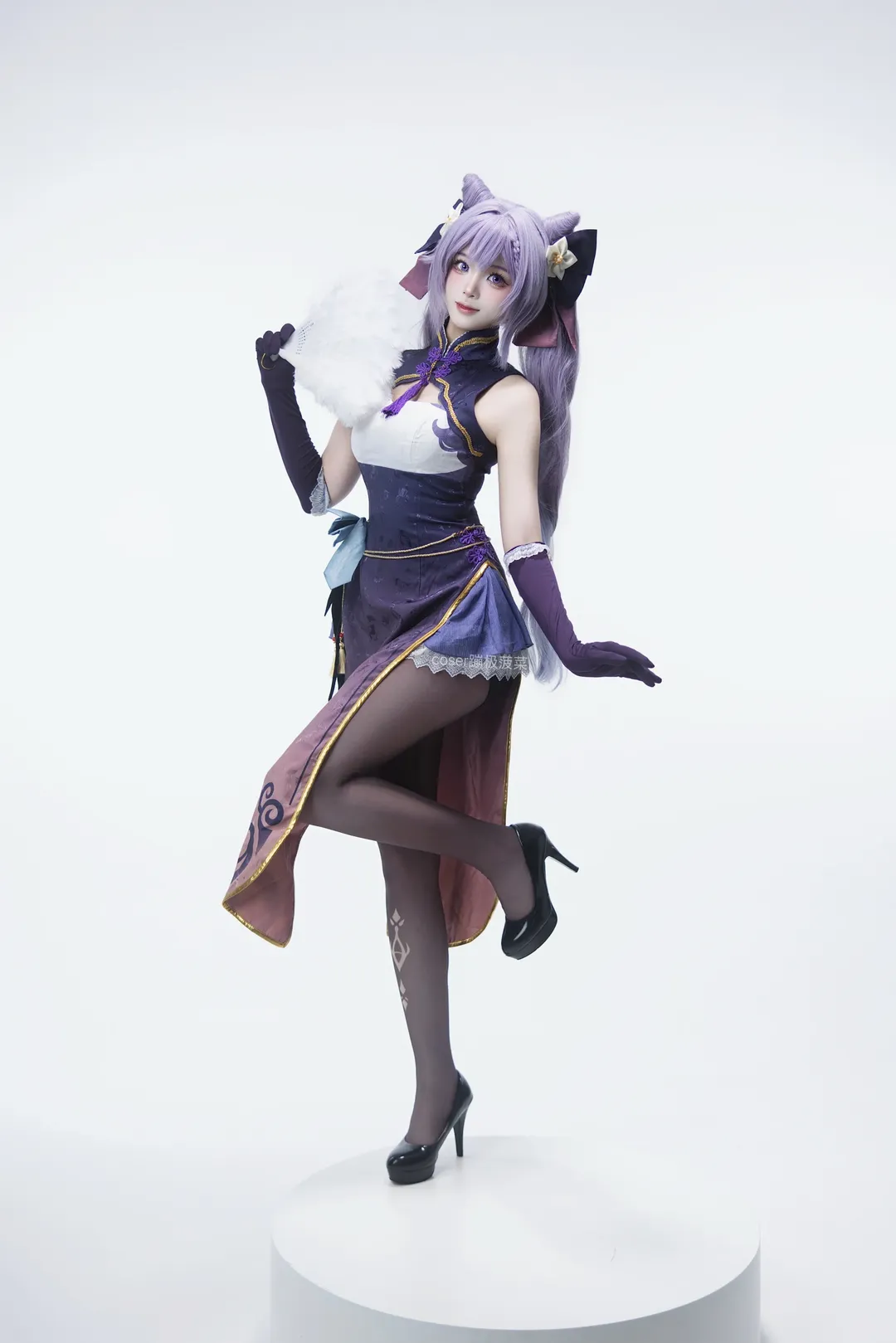原神, cosplay, 刻晴cos, 黑丝, 棚拍cos图 - 第5张