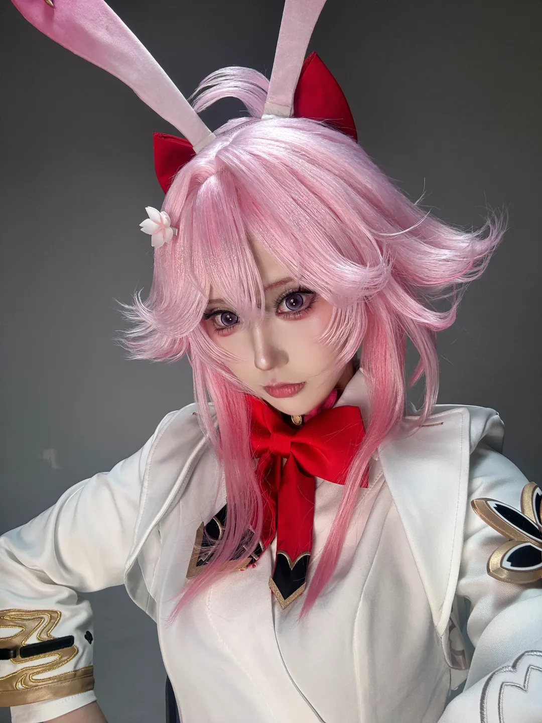 Anime-style photography, Honkai: Star Rail, Evanescia cosplay, Casual cosplay, Pink hair, rabbit ears