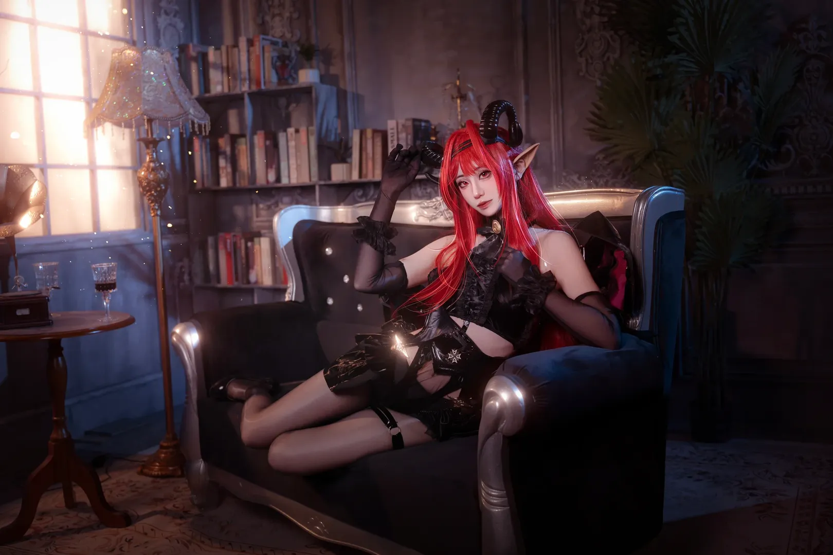 碧蓝航线, 哥特风穿搭, 黑丝, cosplay摄影, 希尔德加德cos