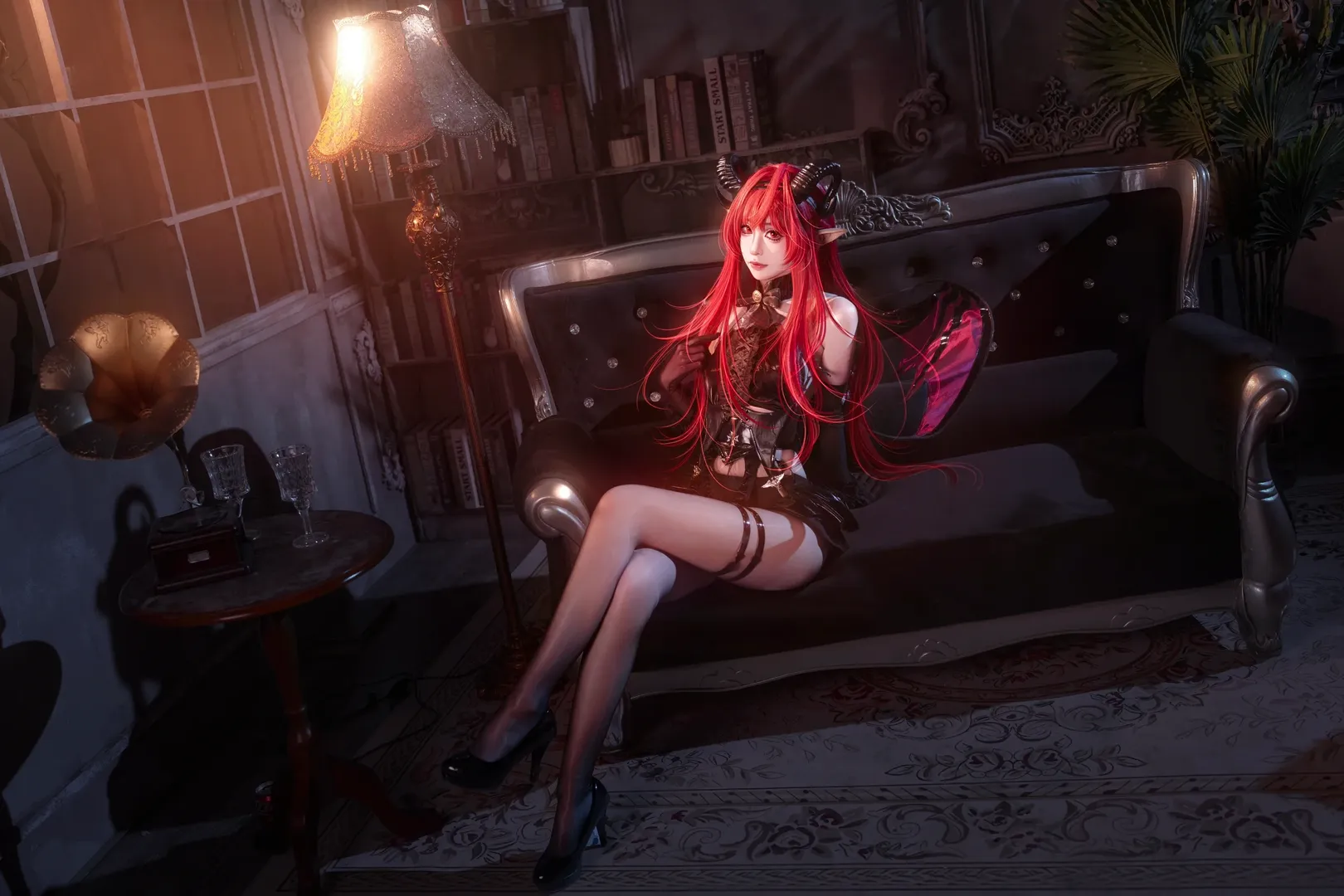碧蓝航线, 哥特风穿搭, 黑丝, cosplay摄影, 希尔德加德cos - 第3张