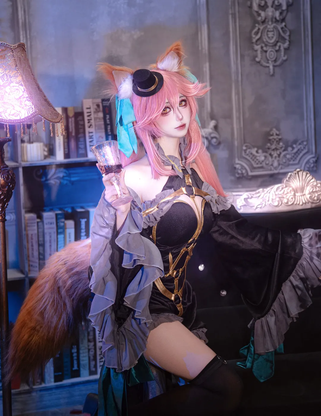 fgo, 黑丝, 兽耳, 玉藻前cos, 玉藻前漆黑魔术师