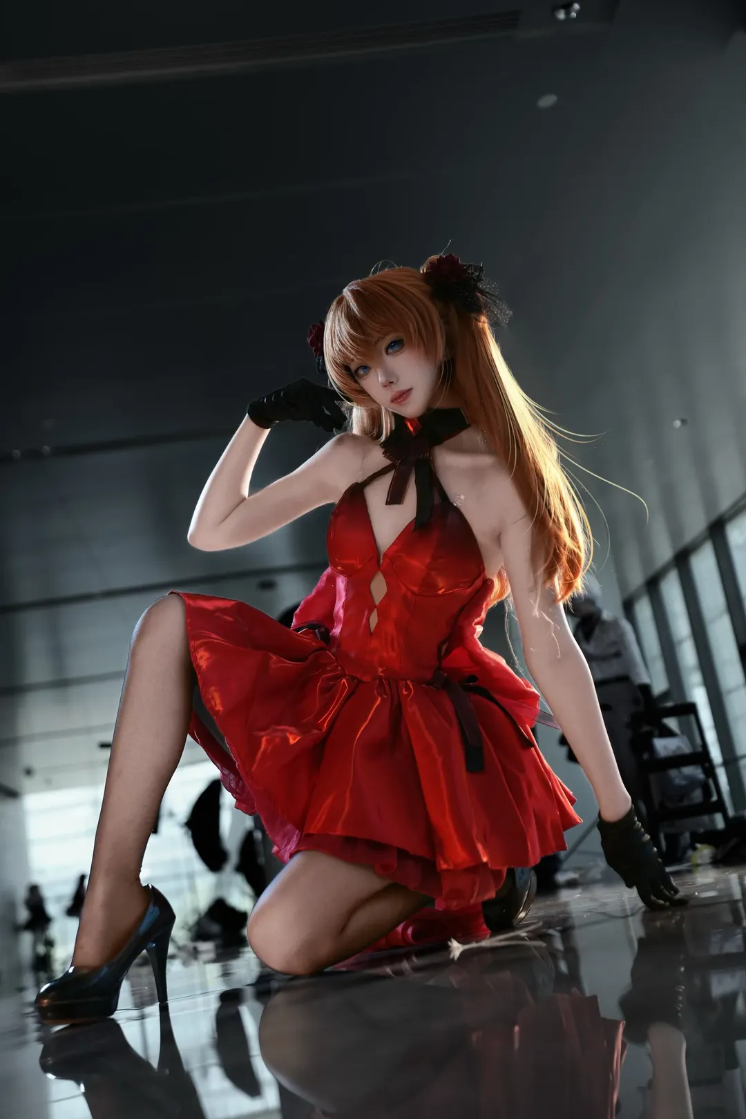 明日香cos, cosplay摄影, nikke胜利女神, eva, 红裙cos