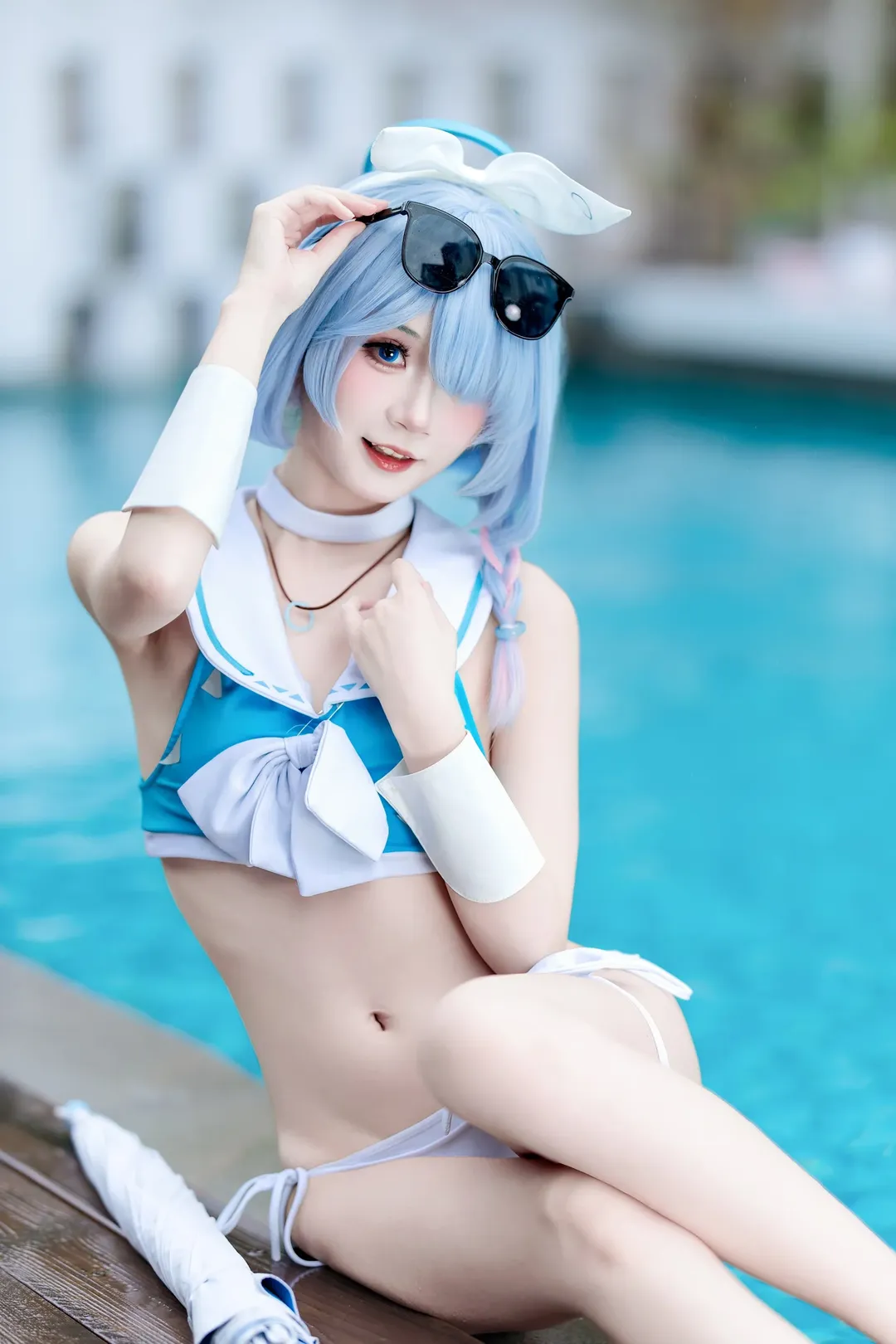 二次元, ブルーアーカイブ, コスプレ撮影, アロナ コスプレ, セーラー水着 - 3枚目