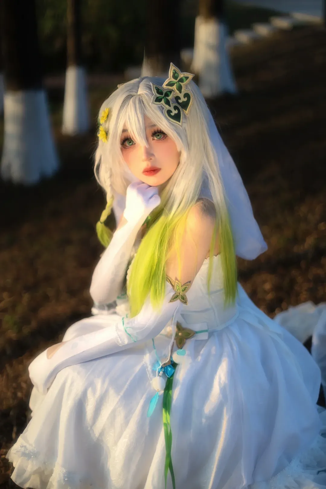 原神, 花嫁cos, 二次元cos, 白絲, 小草神cos