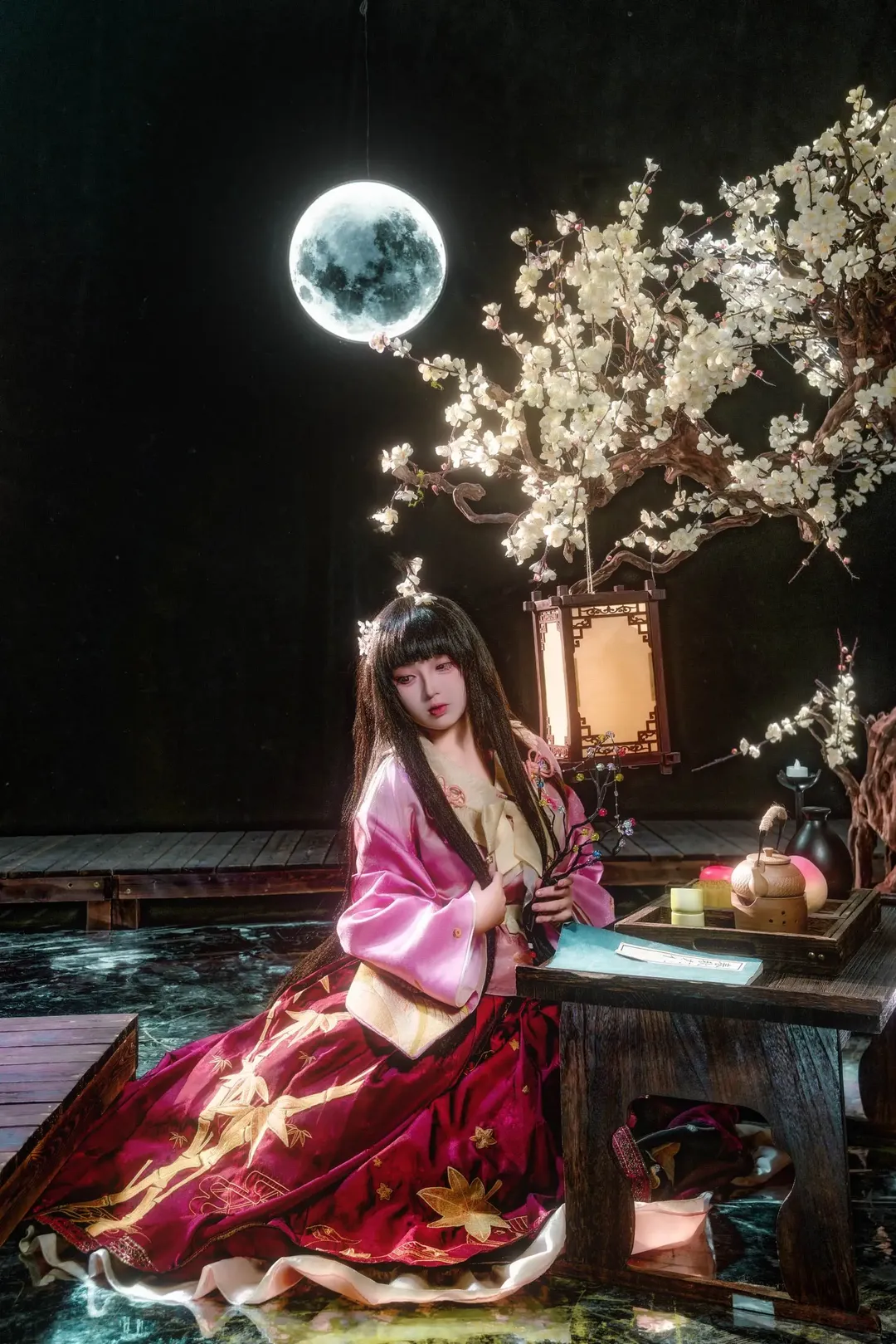东方Project, 和风cosplay, 蓬莱山辉夜cos, 古风夜景, 东方永夜抄 - 第5张