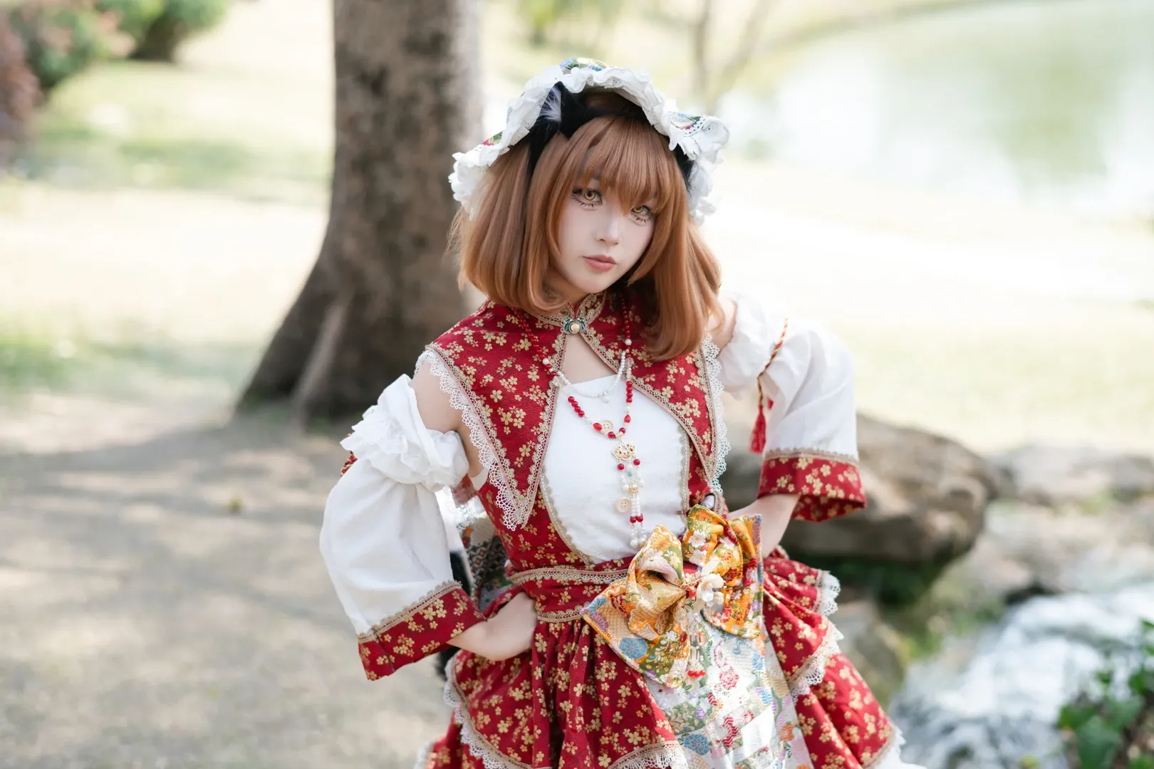 东方project, 猫娘, cosplay正片, 橙cos, 喷泉外景 - 第3张