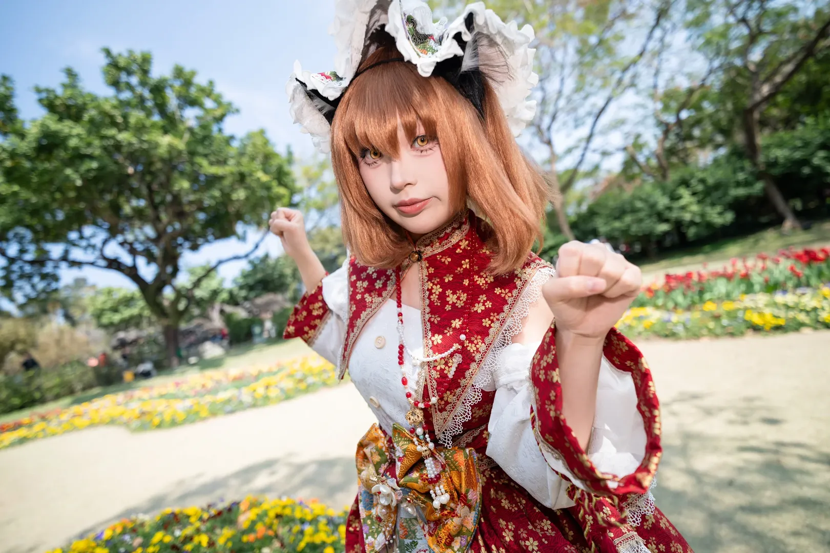 东方project, 猫娘, cosplay正片, 橙cos, 喷泉外景 - 第5张