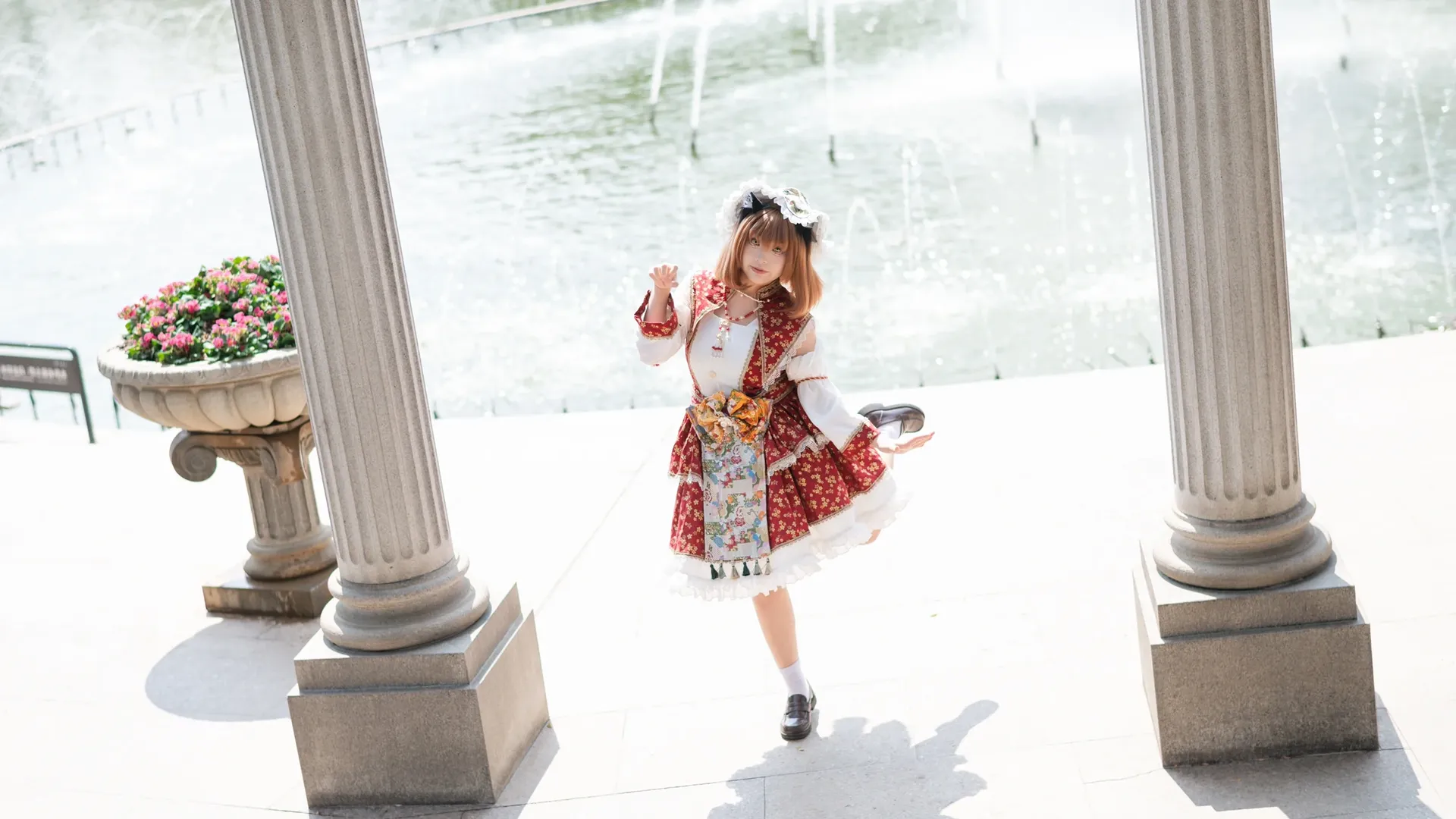 东方project, 猫娘, cosplay正片, 橙cos, 喷泉外景 - 第6张
